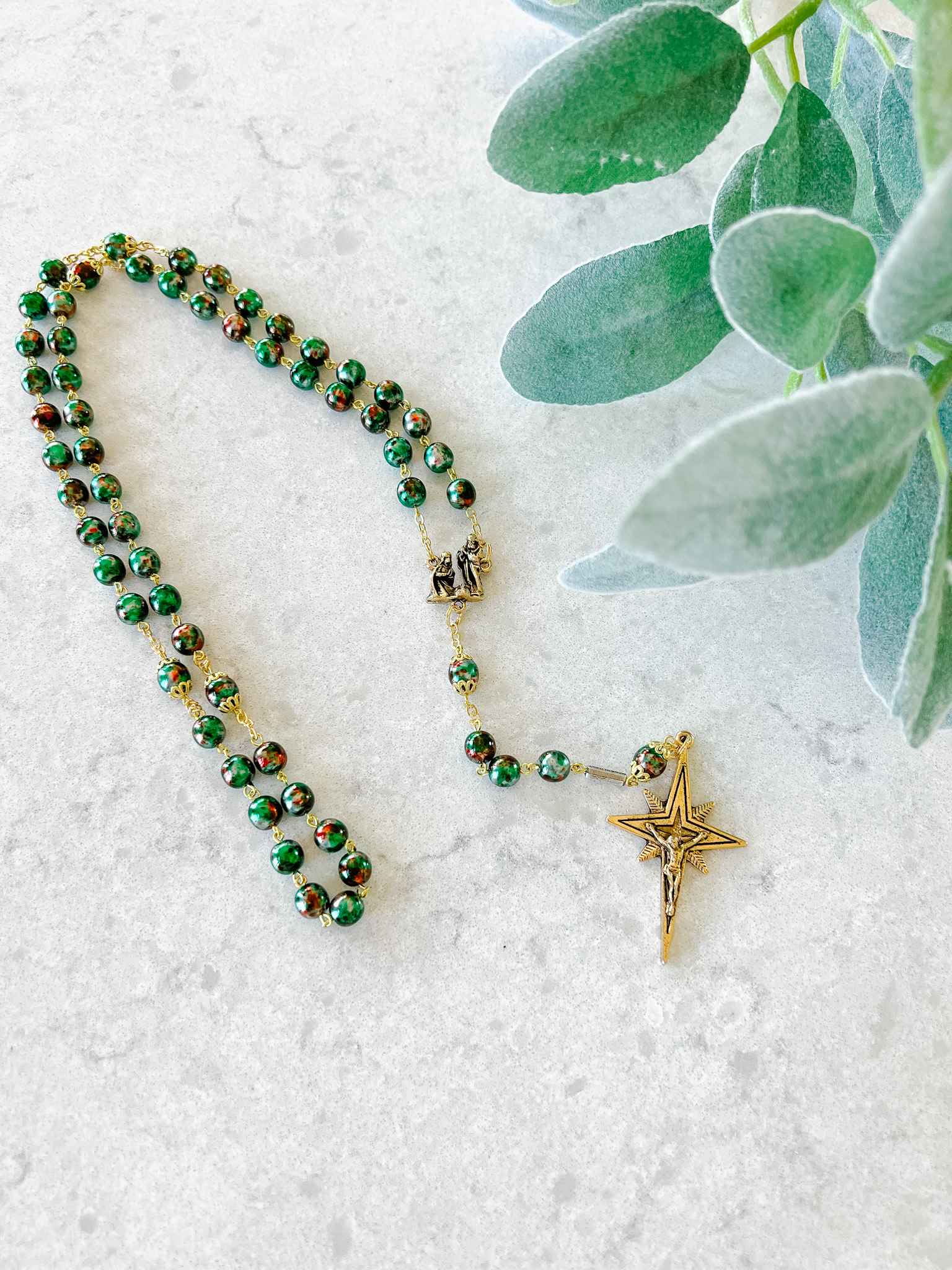 Christmas Nativity Star Rosary - Religious Catholic Rosary Beads for Prayer & Devotion - Perfect for Advent, Christmas Decorations & Gifts