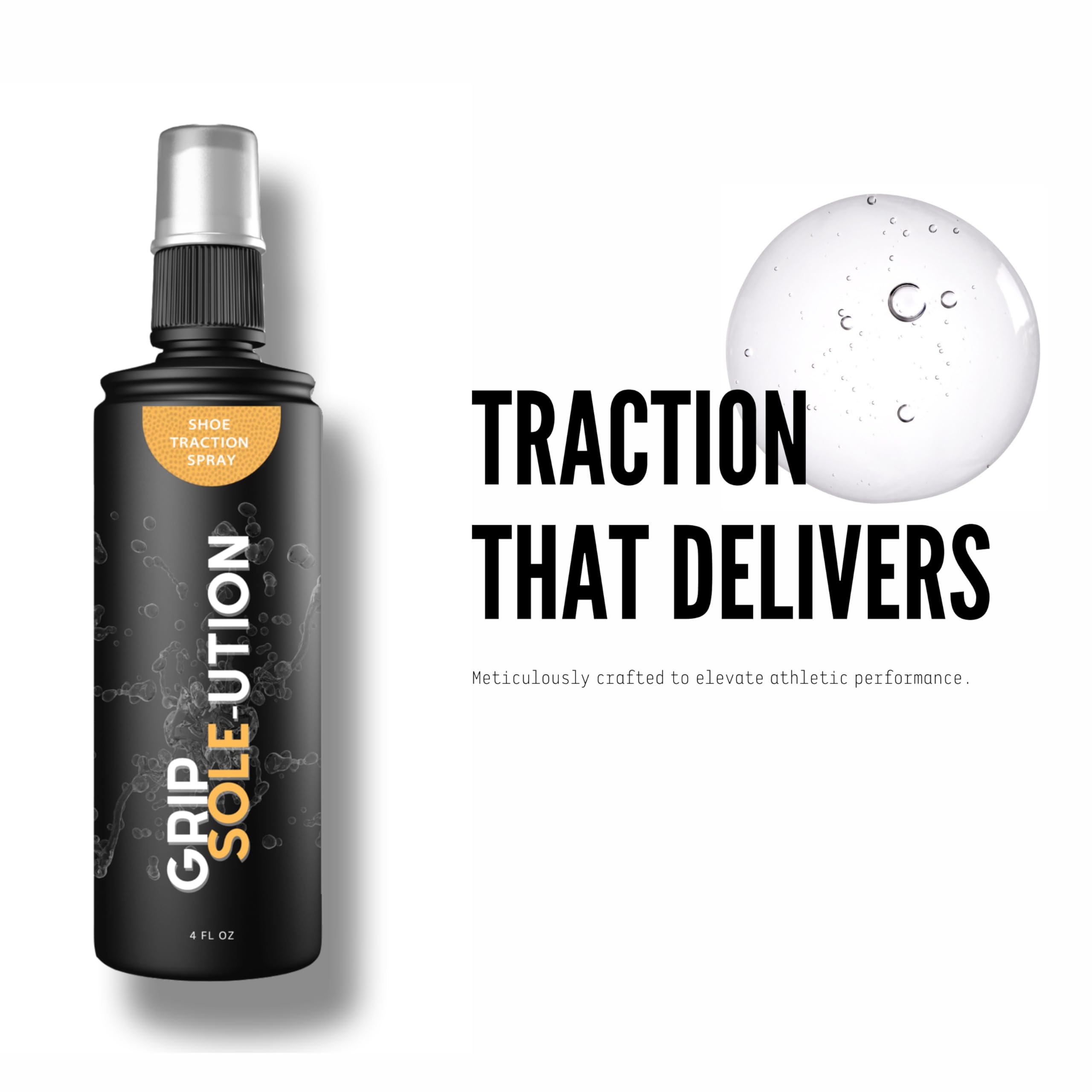 Basketball Shoe Sole Grip Spray 4 oz - Enhance Traction, Protect & Clean Rubber, Boost Performance, Black - Ideal for Indoor & Outdoor Courts