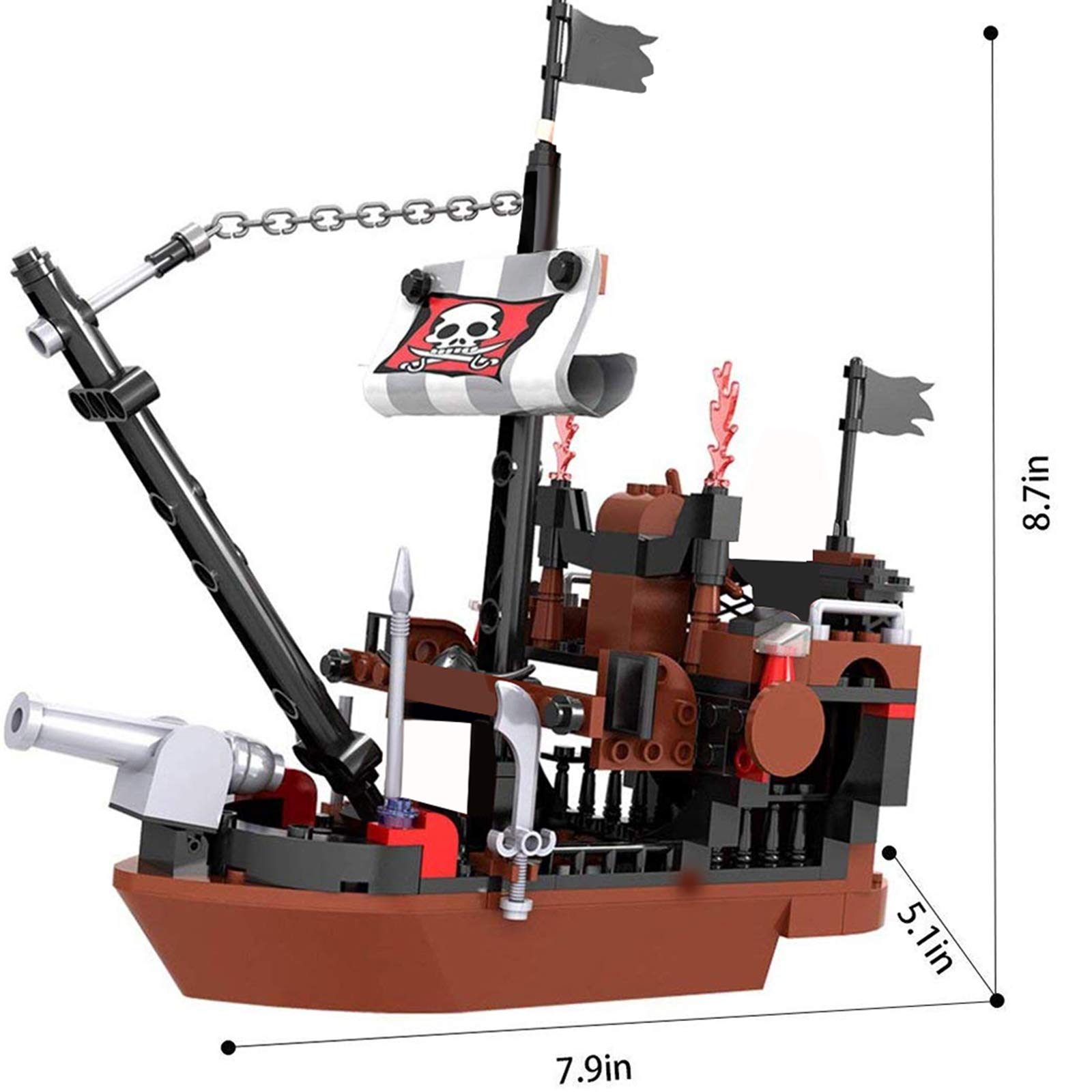 BRICK STORY Pirate Ship Building Blocks Set - 167pcs with 3 Mini Figures, Boat & Ship Model - Creative Construction Toy for Kids Ages 6-12 - Perfect Gift for Boys & Girls - Pirate Adventure Play for Imaginative Storytelling & Role Play Scenes