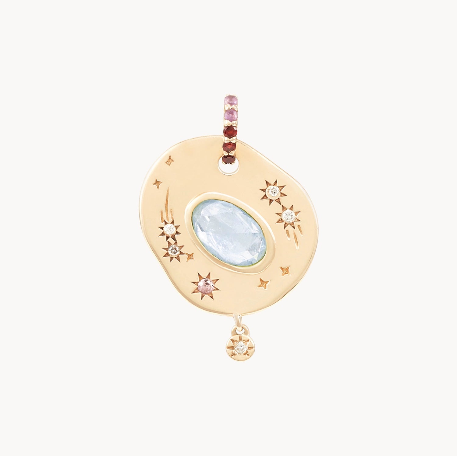 10K Yellow Gold Large Air Element Charm with Gemstones - Perfect for Necklaces, Bracelets & Boho Jewelry Making