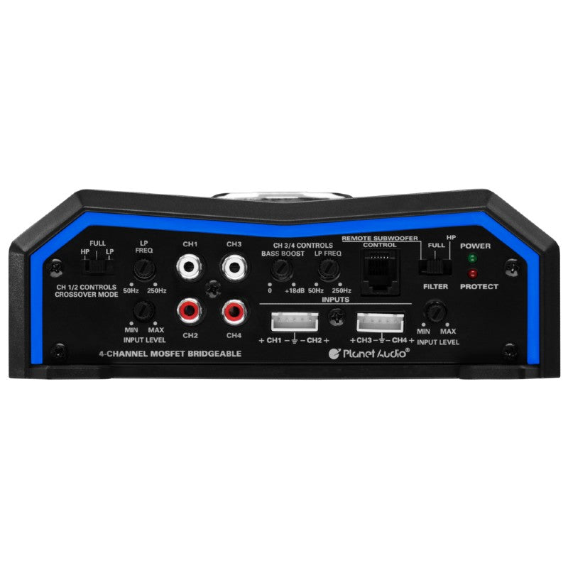 Planet Audio PL1600.4 1600W 4-Channel Car Amplifier - High Power Bridgeable Stereo Amp for Car Audio System | Perfect for Trucks, SUVs & Custom Car Audio Upgrades