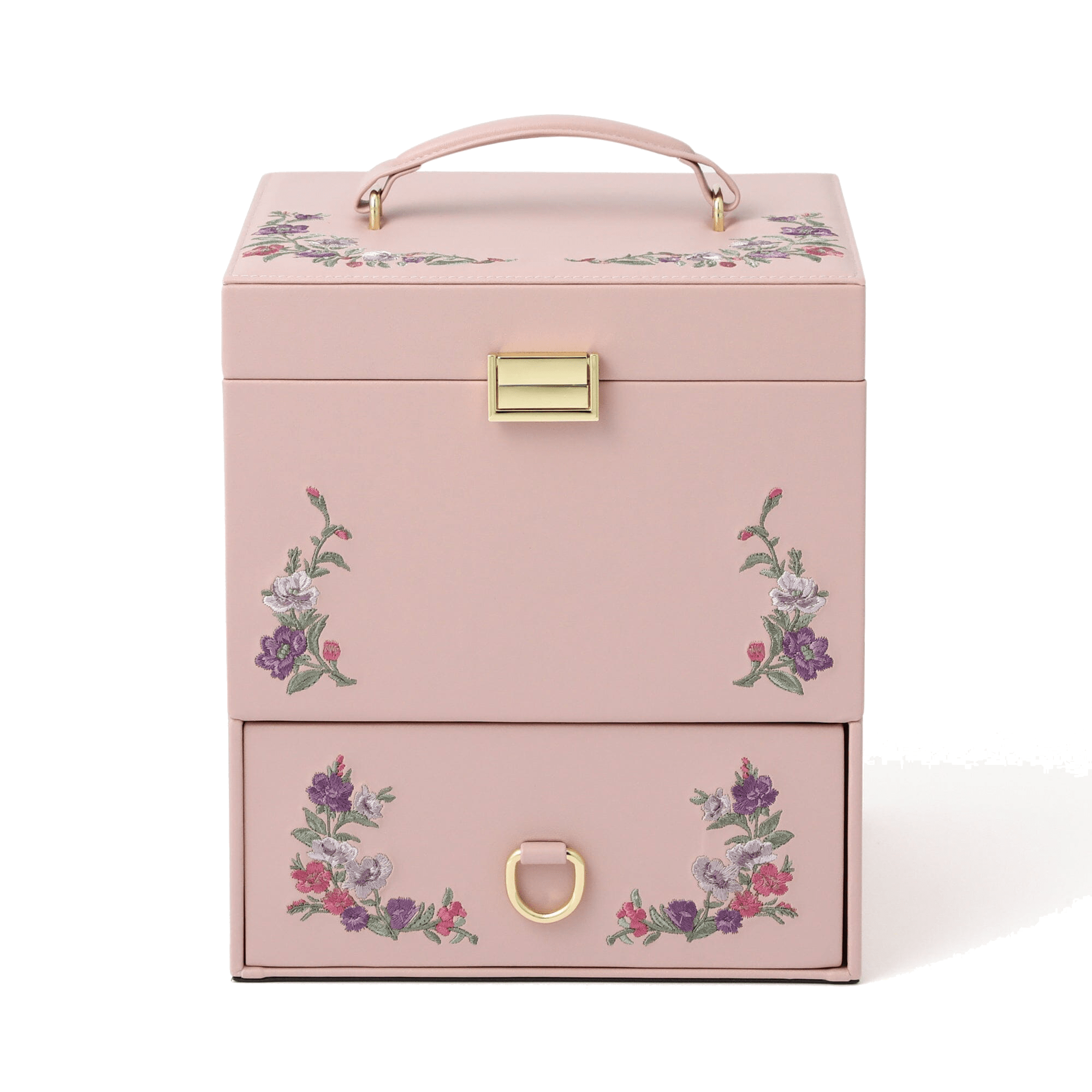 Elegant Pink Embroidery Flower Jewelry Box - Perfect for Gift Giving, Storage & Home Decor