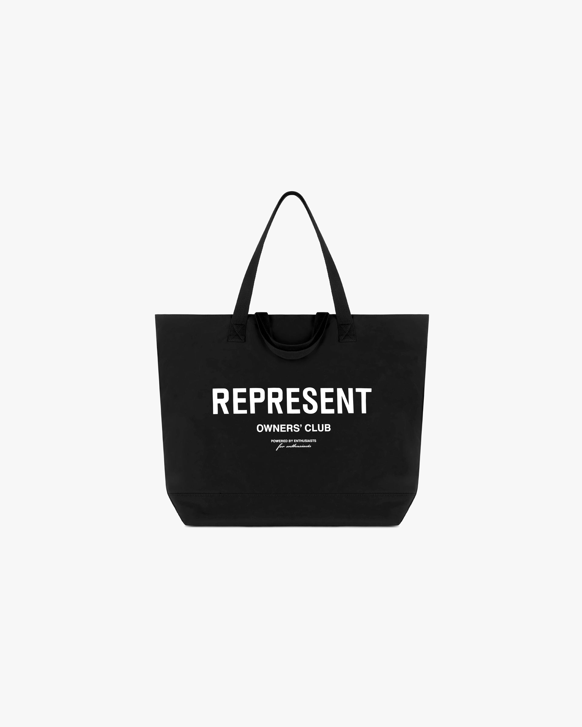 Represent Owners Club Woven Tote Bag - Stylish Black Canvas Shopping Bag for Women | Perfect for Beach, Work, and Everyday Use