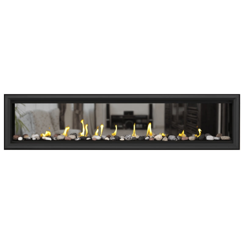 Napoleon Vector 74 See-Through Linear Direct Vent Gas Fireplace - LV74N2 | Modern Home Heating Solution for Living Rooms & Patios