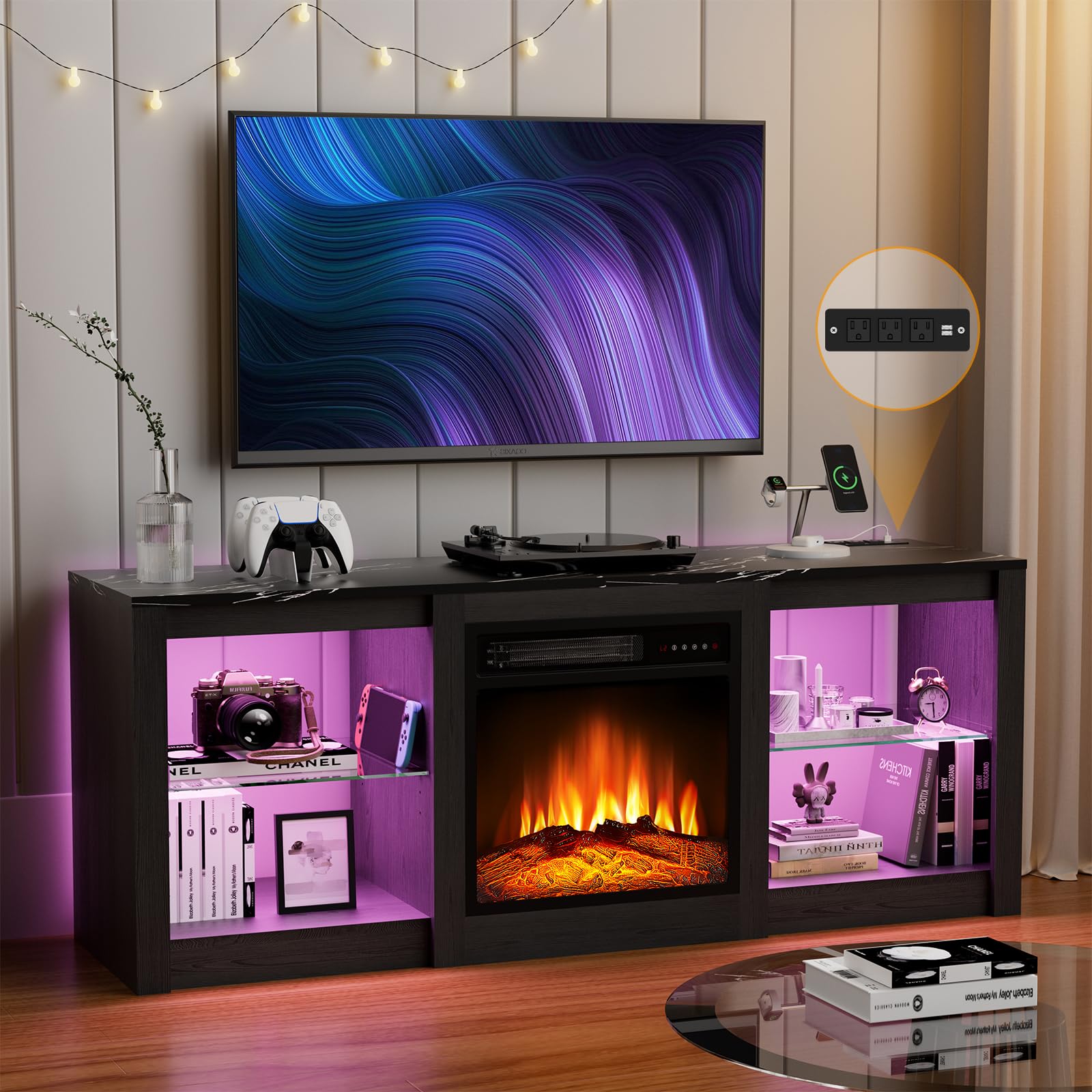 BREEZEHEAT 58 Inch TV Stand with 18
