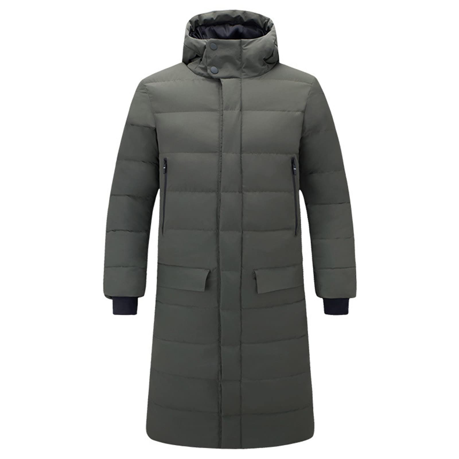 Men's Mid-Length Winter Jacket - Warm Thickened Cotton Hooded Coat with Long Sleeves & Pockets | Casual Outerwear for Cold Weather | Perfect for Outdoor Activities, Daily Commute & Winter Travel