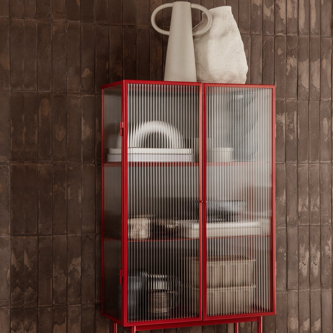 Ferm Living Haze Showcase - Modern Glass Display Cabinet for Home Decor | Perfect for Living Room, Bedroom & Office Organization