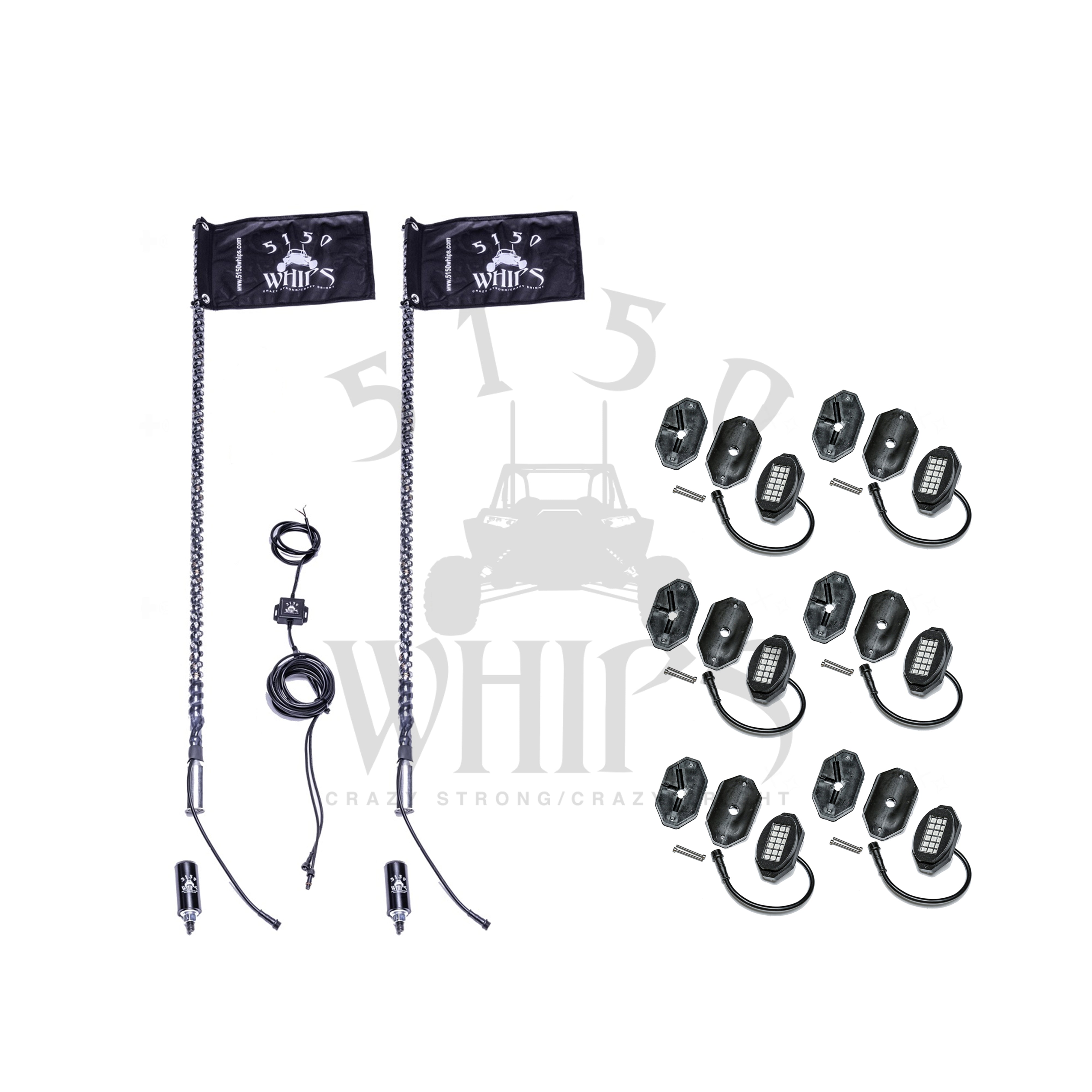 187 Whips and Rock Light Combo Kit - LED Off-Road Lighting for Trucks & ATVs - Perfect for Night Off-Roading, Camping & Emergency Use