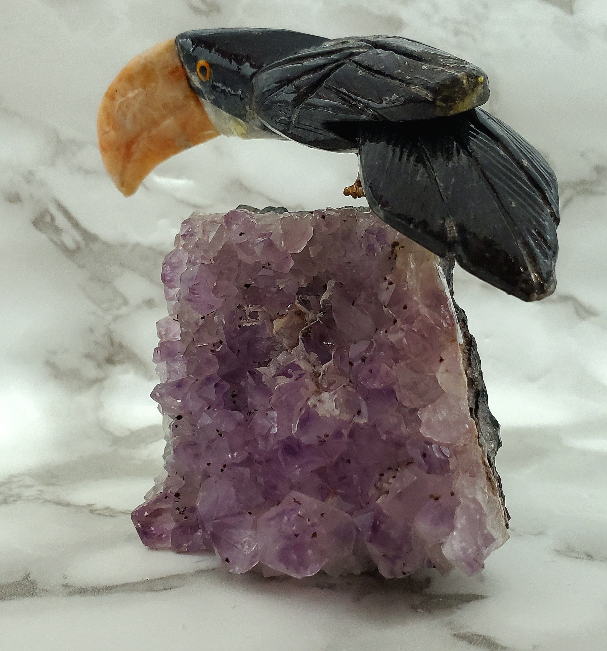 Exquisite Amethyst Bird Carving - Handcrafted Gemstone Animal Sculpture for Home Decor, Meditation & Spiritual Healing