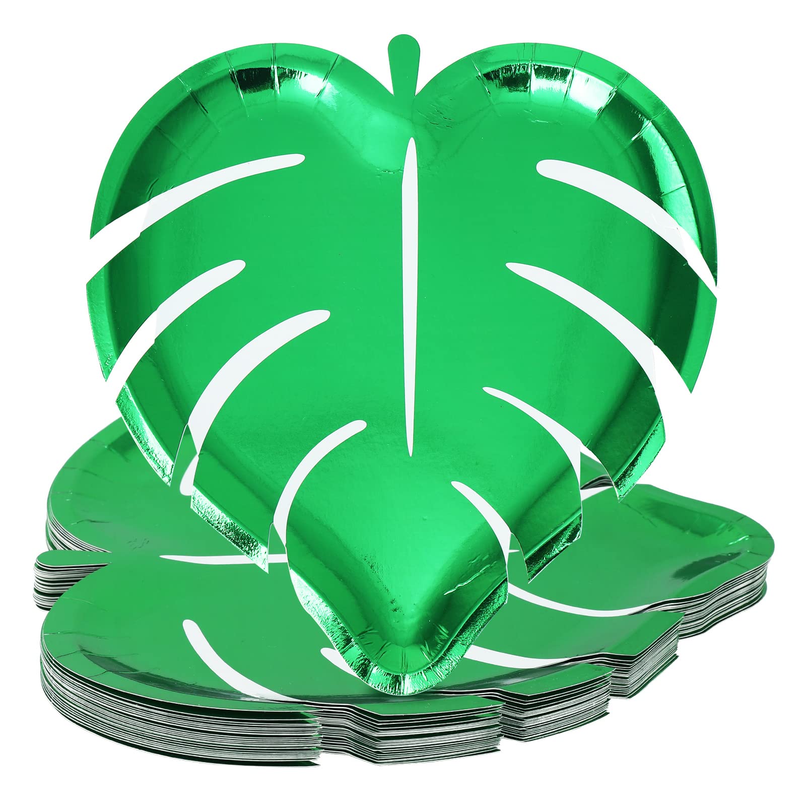24Pcs Turtle Leaf Plates - Tropical Palm Leaf Disposable Tableware Set, Waterproof Eco-Friendly Paper Plates for Hawaiian Luau Party, Summer Picnic, Beach BBQ & Outdoor Dining Decor