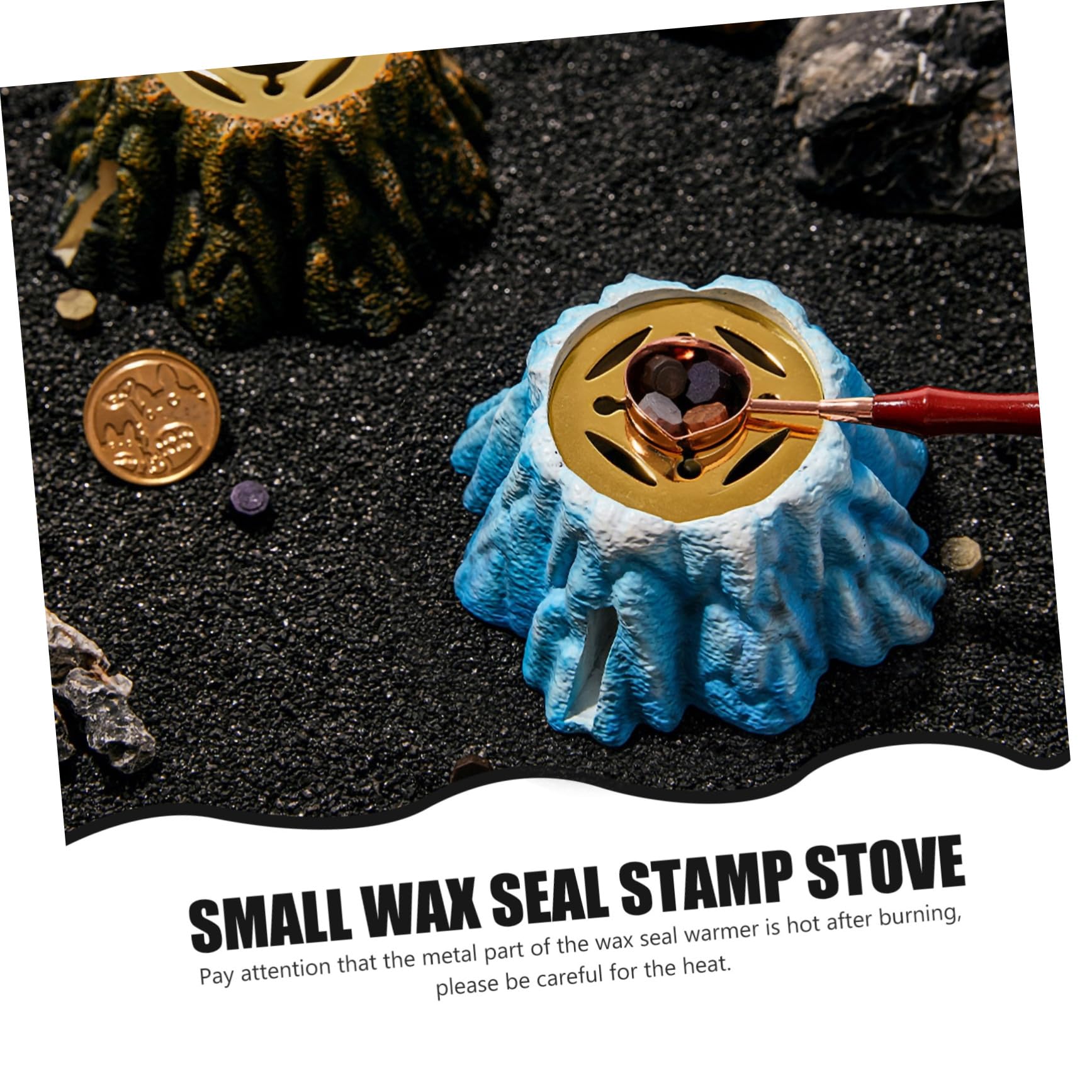 Premium Wax Seal Stamp Kit - Metal Sky-Blue Wax Melting Furnace with Stove for Sealing Wax & Candle Wax Melts | Perfect for Wedding Invitations, DIY Crafts, Vintage Letter Sealing & Gift Wrapping