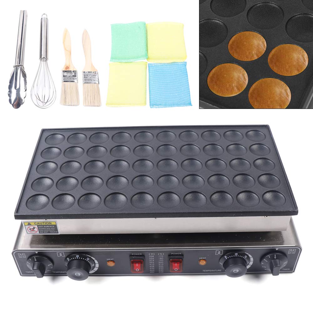 Electric Mini Dutch Pancake Maker - Commercial Nonstick Poffertjes Baker (50Pcs) - Stainless Steel Professional Pancake Machine for Restaurants, Cafes & Breakfast Shops - Perfect for Brunch, Desserts & Street Food Stalls
