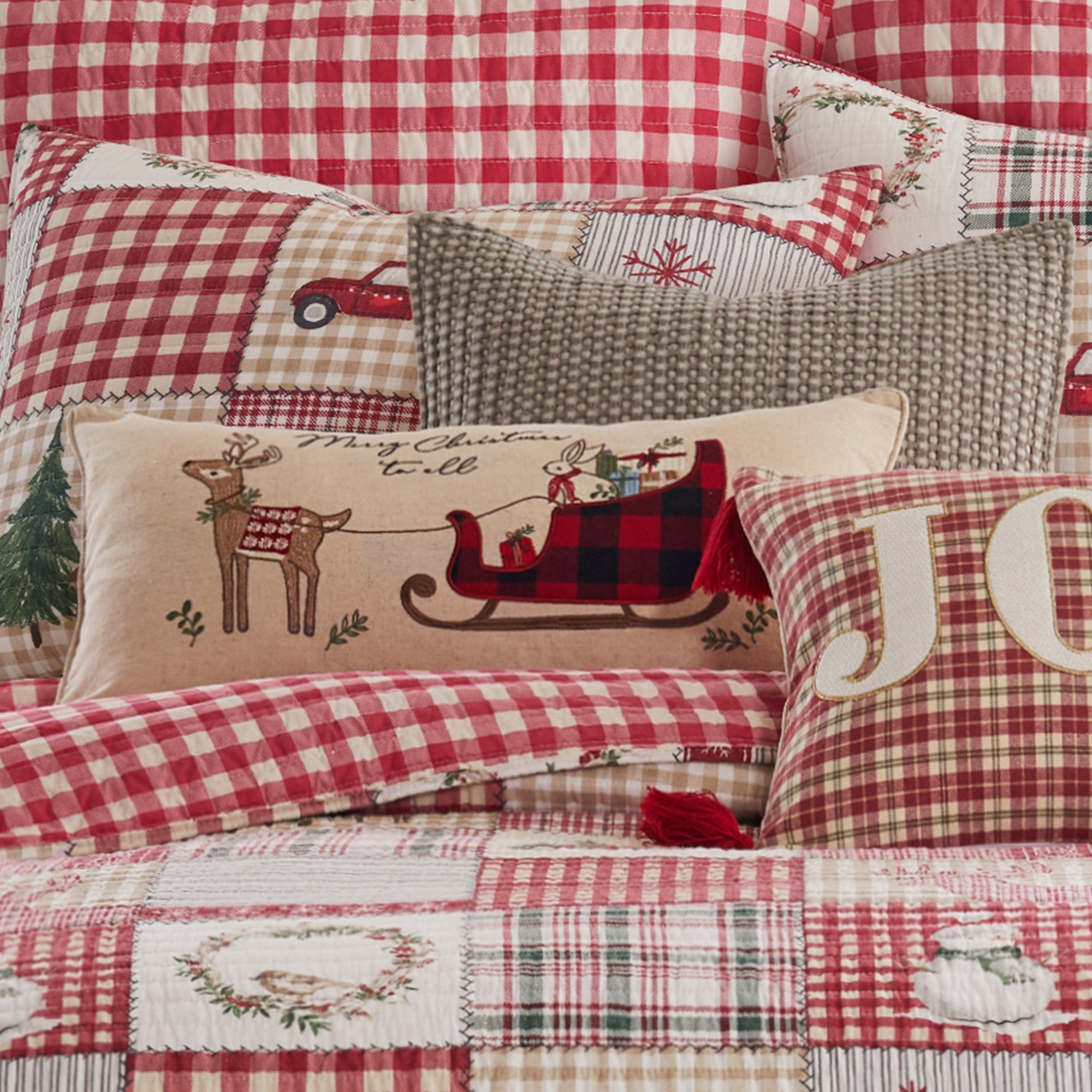 Christmas Bunny Pillow 12x24 - Cozy Holiday Home Decor for Sofa, Bed & Festive Gift