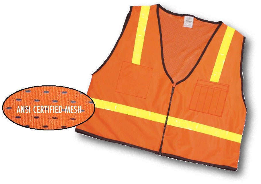 ANSI Class 1 High Visibility Surveyor Safety Vest with Mesh Back & Multiple Pockets - 12 Pack - Ideal for Construction, Road Work & Surveying Professionals