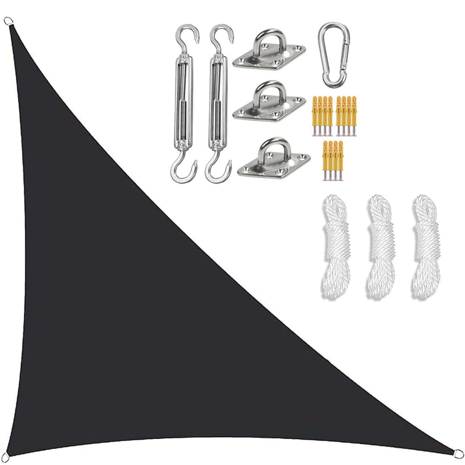 15x15x15FT Triangle Sun Sail Shade Canopy with Fixing Kit - Waterproof UV Block Outdoor Shade for Garden, Patio, Poolside & Backyard - Perfect for Sun Protection and Stylish Outdoor Living Spaces