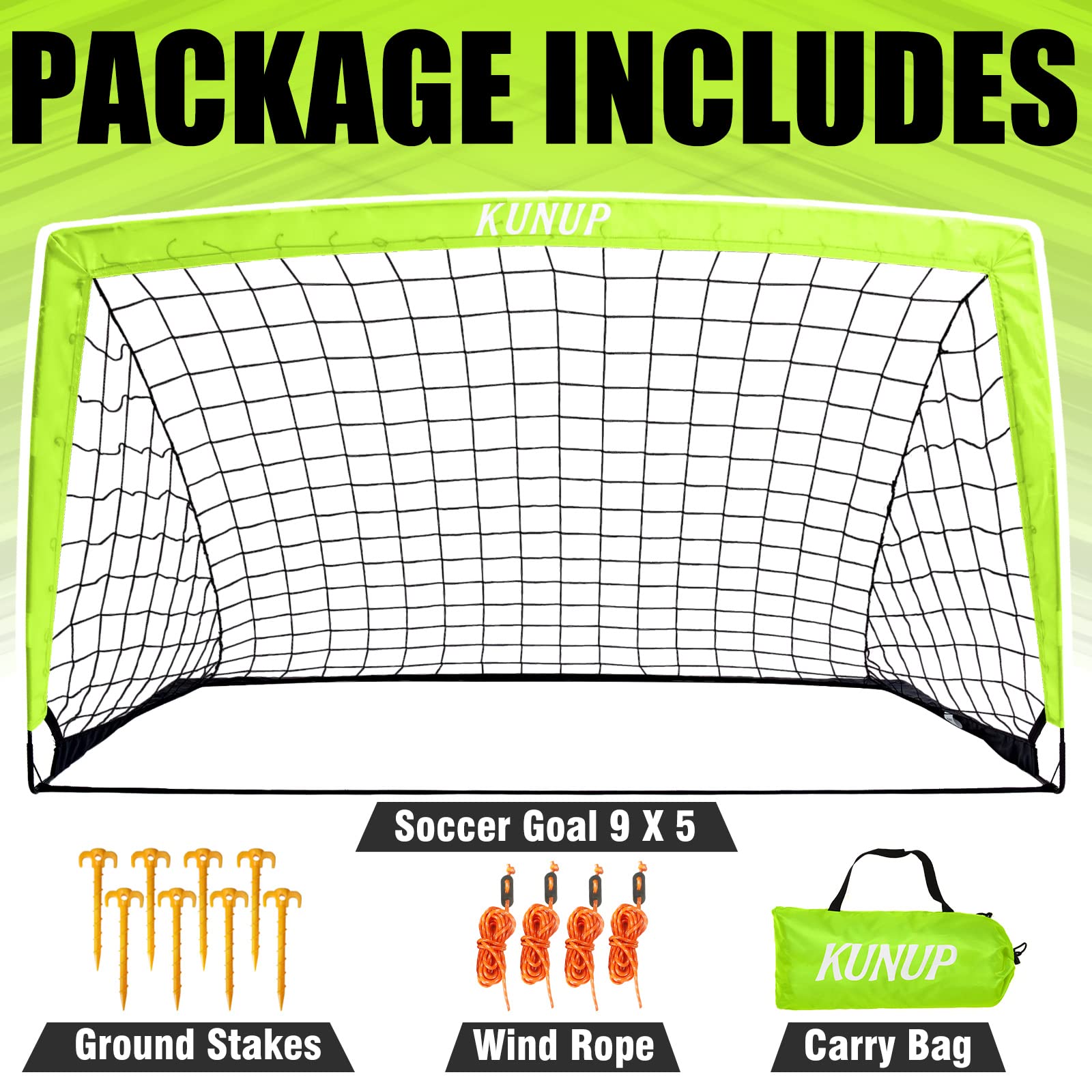 Best Foldable Soccer Goals for Kids & Adults - 5x3, 6x4, 9x5 FT Portable Soccer Nets with Carrying Bag - Perfect for Backyard Training, Youth Soccer Practice & Outdoor Sports Games