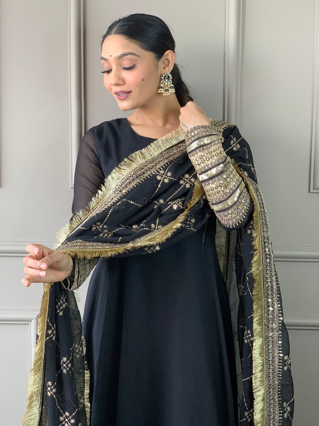 Elegant Black Designer Anarkali Suit with Intricate Embroidery - Perfect for Weddings, Parties & Festive Occasions