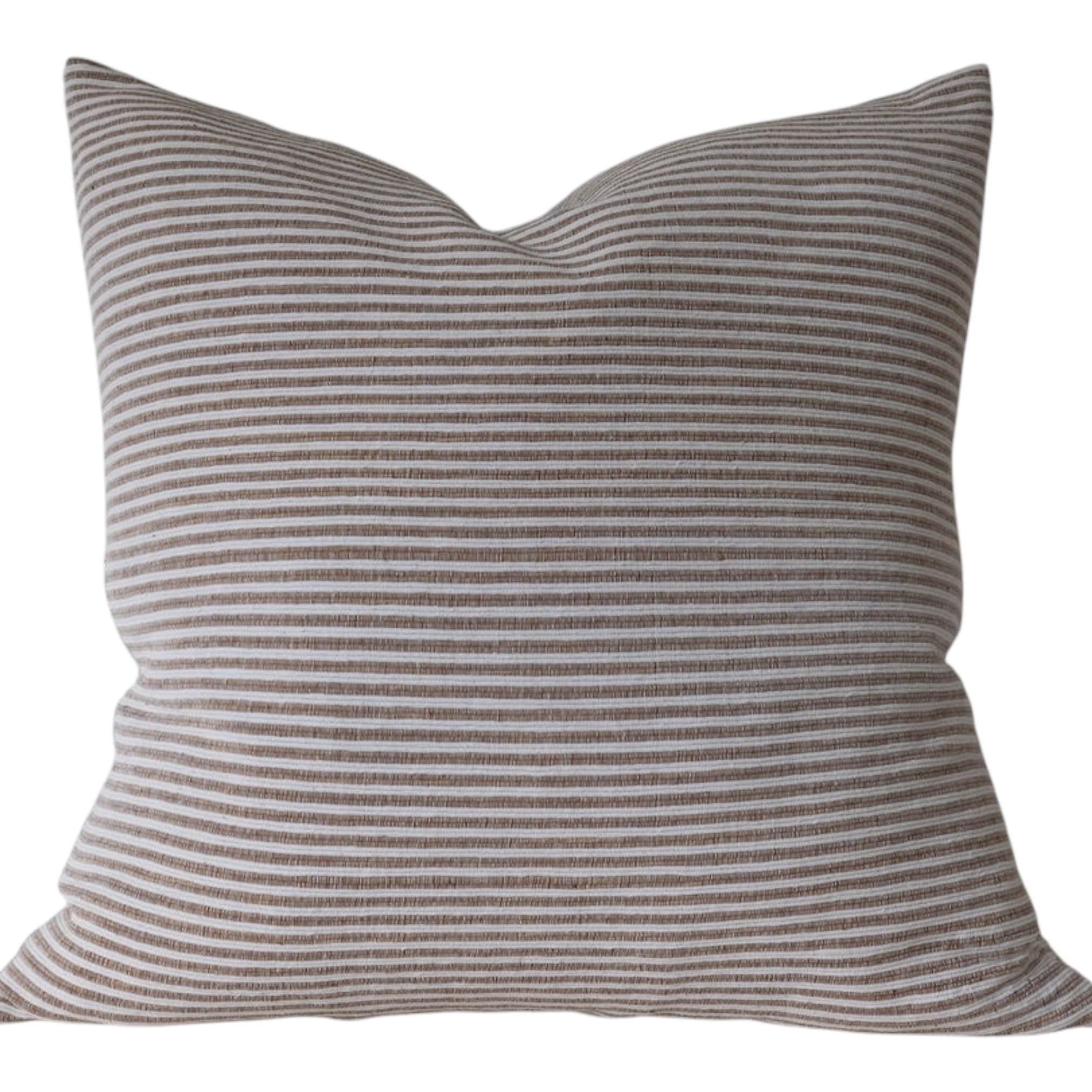 Premium Designer Wales Woven Stripe Pillow Cover - 18x18 Inch Decorative Throw Pillow Case for Sofa, Bed & Home Decor - Soft Cotton Linen Blend Cushion Cover for Living Room, Bedroom & Dorm