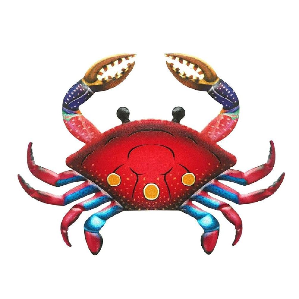 Vibrant Metal Crab Wall Art - Handcrafted Wrought Iron Sea Life Sculpture for Garden, Balcony & Living Room Decor - Unique Home & Outdoor Hanging Ornament Gift Idea for Beach House, Coastal Theme Decor & Ocean Lovers