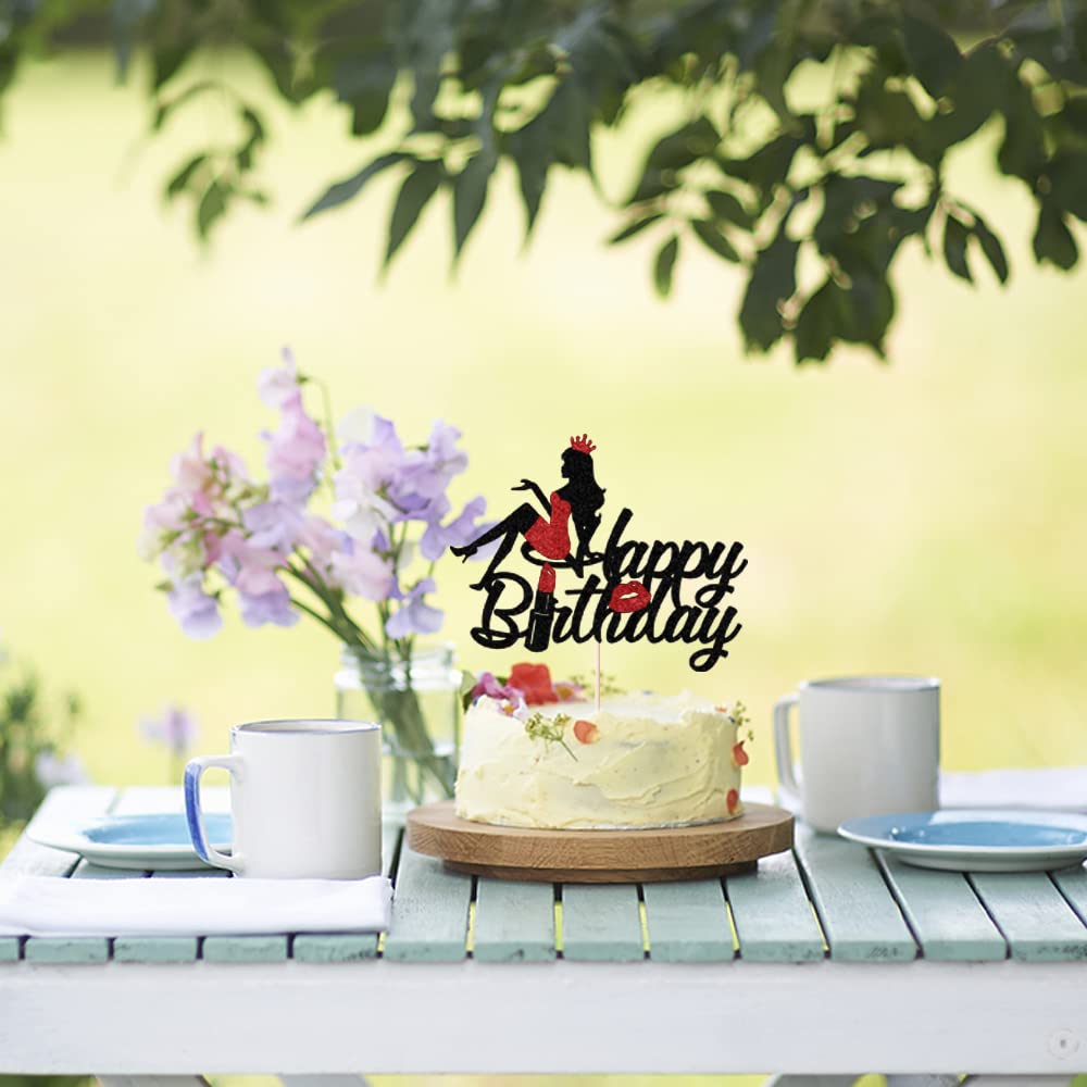 Happy Birthday Cake Toppers for Girls - 'It's My Birthday I'm Queen' Crown & Heels Glitter Cake Decorations | Sweet Birthday Party Supplies for Princess Theme | Perfect for Birthday Cakes, Cupcakes & Dessert Tables