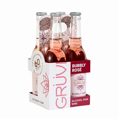Gruvi Non-Alcoholic Bubbly Rose Sparkling Wine - 24 Bottles (0% ABV, Alcohol-Free) - Perfect for Celebrations, Weddings & Sober Social Events