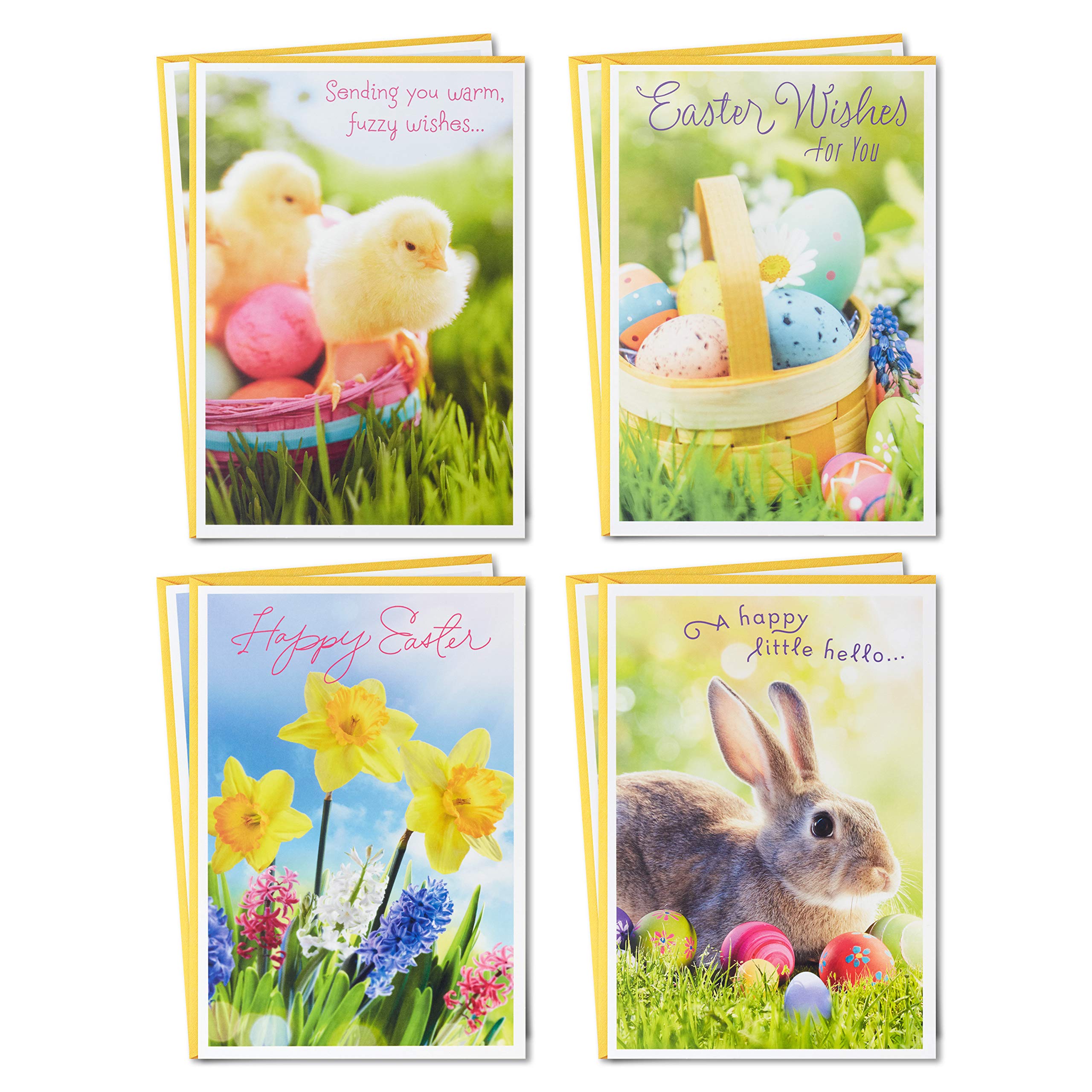 Hallmark Easter Greeting Cards Assortment - 8 Fuzzy Wishes Spring Cards with Envelopes for Easter Celebrations, Family Gatherings & Church Events