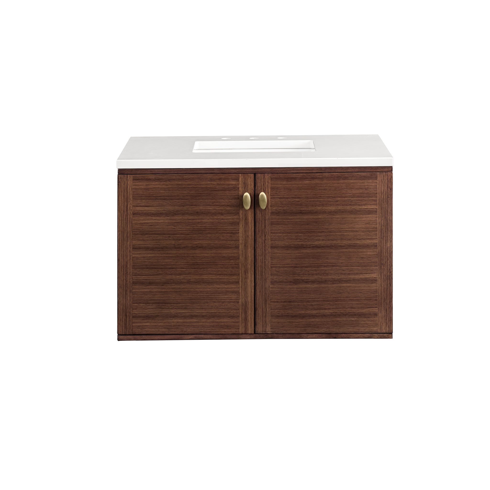 Amberly 36 Inch Single Bathroom Vanity with White Zeus Top - Mid Century Modern Walnut Design for Small Space Bathrooms | Perfect for Powder Rooms, Guest Baths & Master Suites