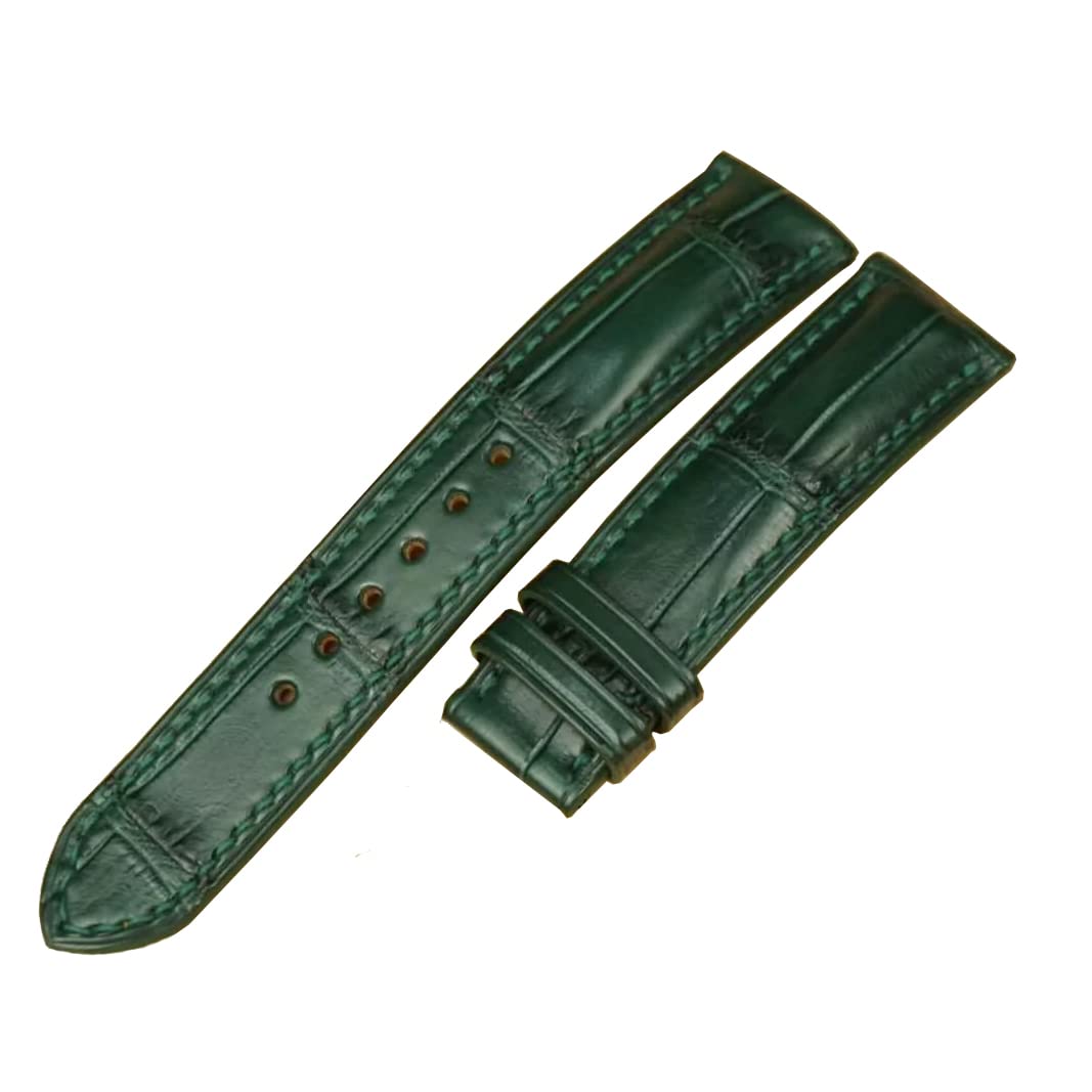 Premium Alligator Leather Watch Band - Dark Green, 24mm, Steel Clasp for Luxury Watches