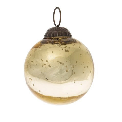 3 Pack 2.5 Inch Gold Ava Mercury Glass Ball Ornaments - Elegant Christmas Tree Decorations for Holiday Home & Party Decor