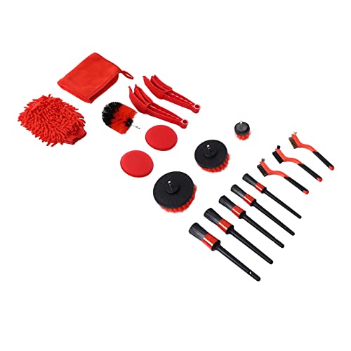 Car Cleaning Drill Brush Set - 18Pcs PP Bristle for Auto Detailing & Air Vents