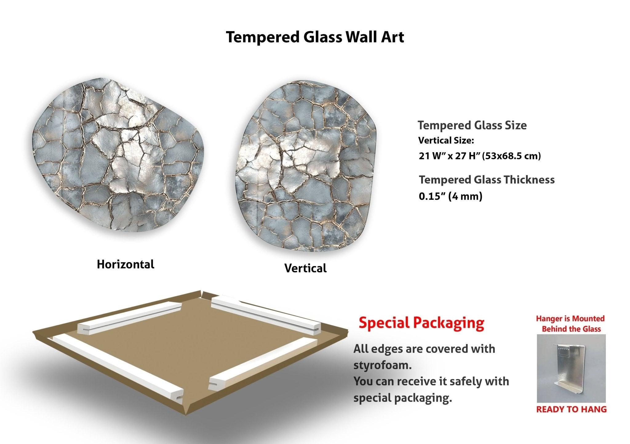 Abstract Silver Decorative Glass Wall Art - Modern Home Decor for Living Room, Bedroom & Office - Elegant Handmade Glass Panel for Wall Display