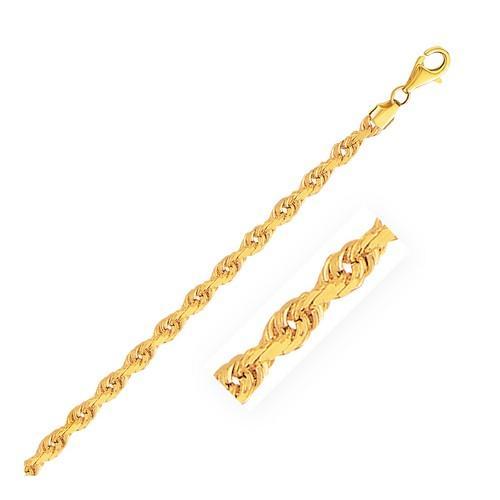 4.0mm 10k Yellow Gold Solid Diamond Cut Rope Chain Necklace - 18 Inch Length for Men & Women - Perfect for Everyday Wear, Gifts & Special Occasions