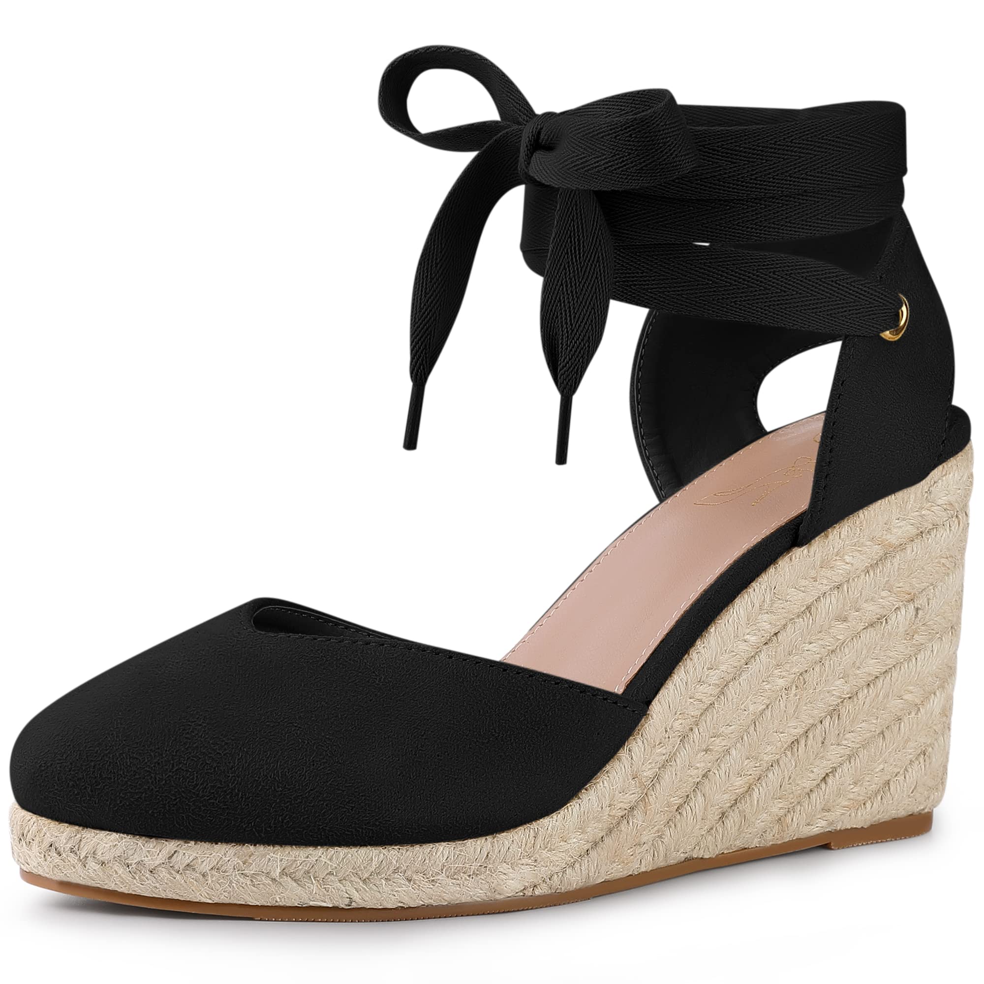 Perphy Women's Espadrille Platform Wedge Heel Lace Up Sandals - Comfortable Summer Beach Walking Shoes for Casual Outings & Vacations