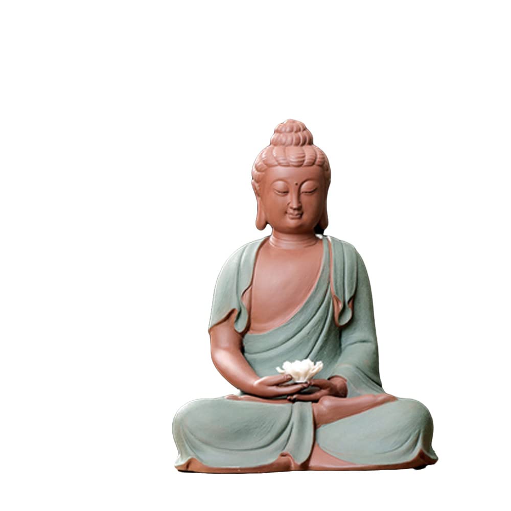 Thai Buddha Statue - Purple Sand Amitabha Meditation Statue for Home Zen Decor & Outdoor Garden (Blue) | Perfect for Meditation Spaces, Yoga Studios & Peaceful Garden Settings