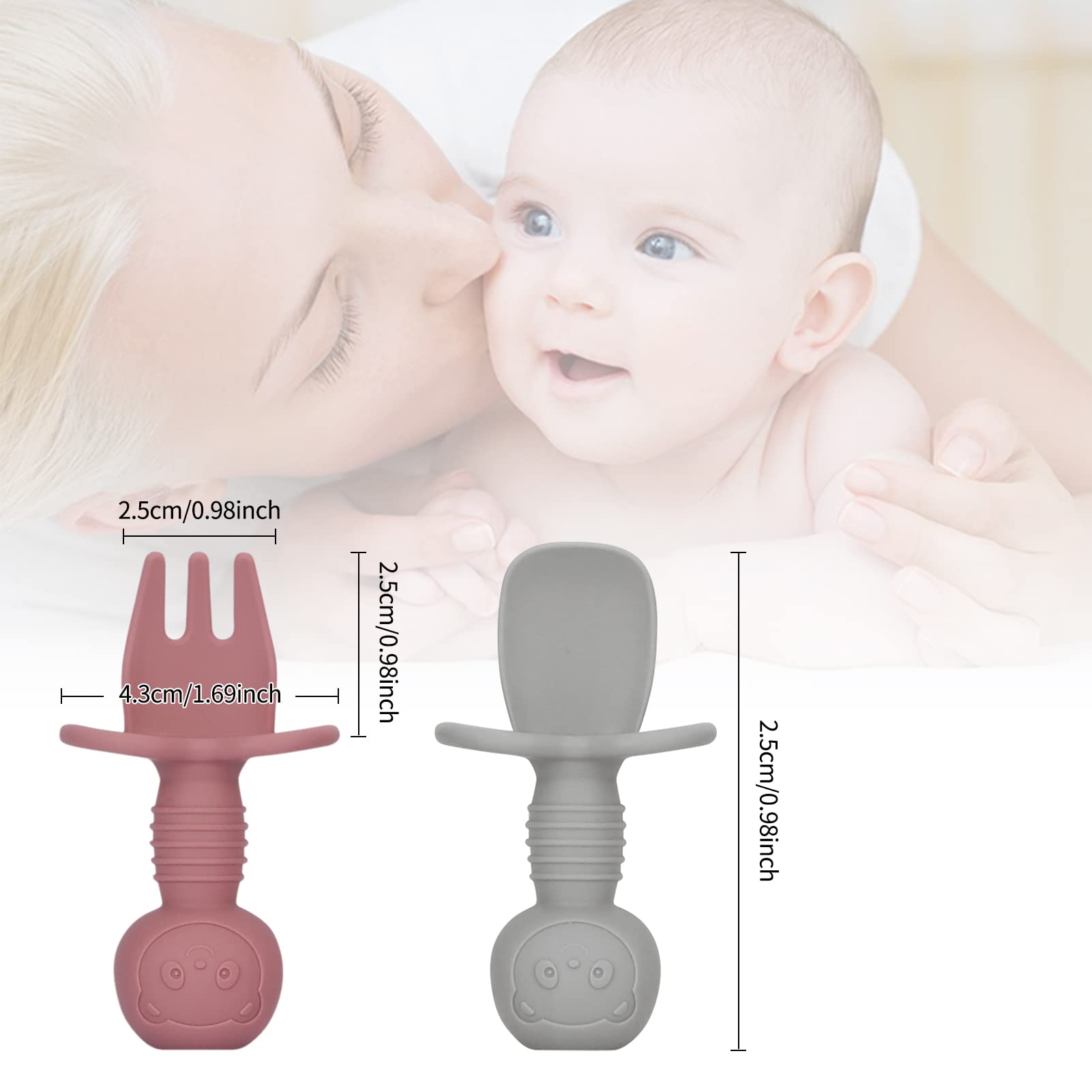 Classycoo Baby Fork and Spoon Set - 2 Pack Toddler Utensils with Easy Grip Handle, Soft Silicone Self-Feeding Cutlery for Babies 6+ Months | Perfect for Baby-Led Weaning, First Foods & Independent Eating Practice at Home or On-The-Go