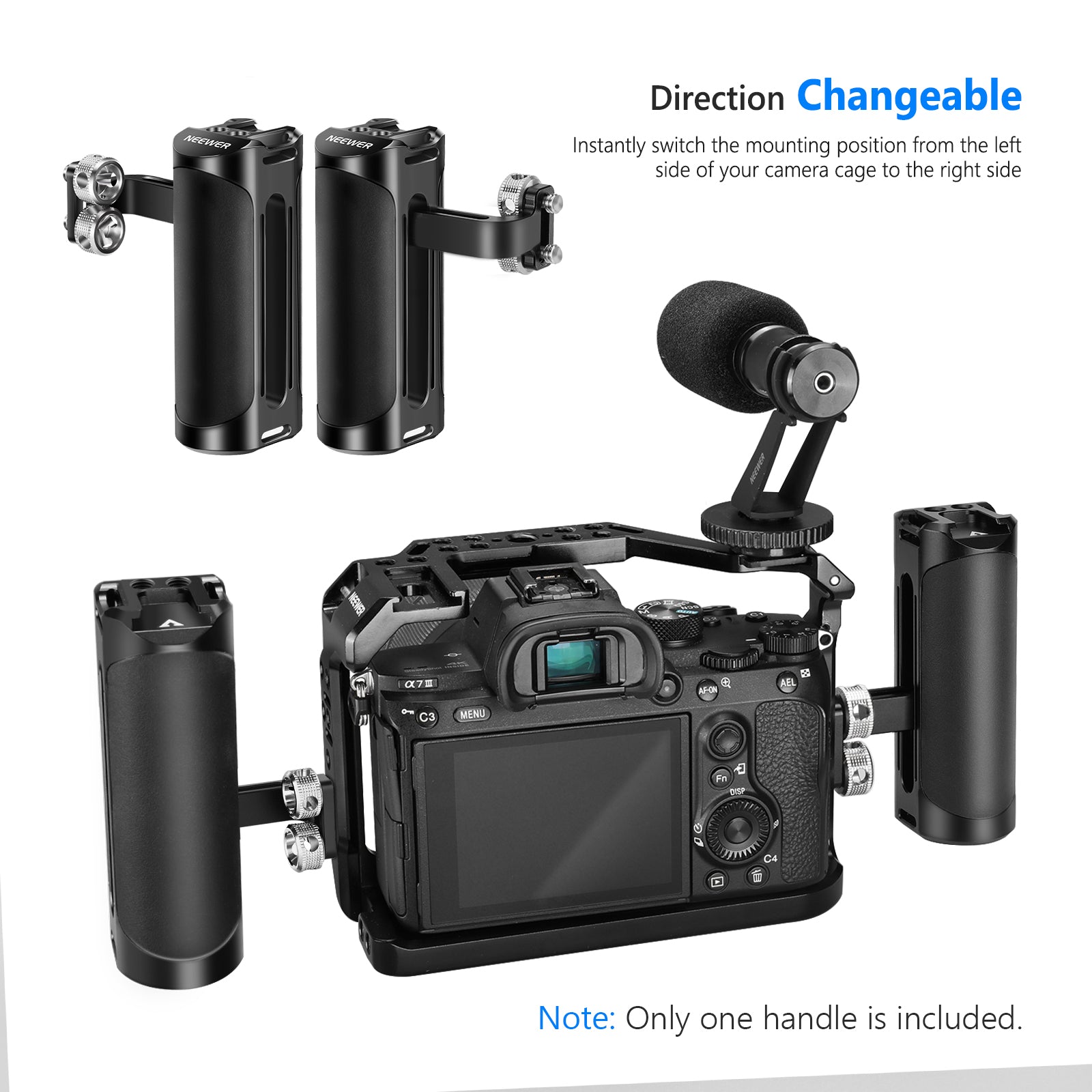 NEEWER VS105 Aluminum Alloy Camera Handle Grip for DSLR/Mirrorless - Professional Stabilizer for Vlogging, Filmmaking & Photography