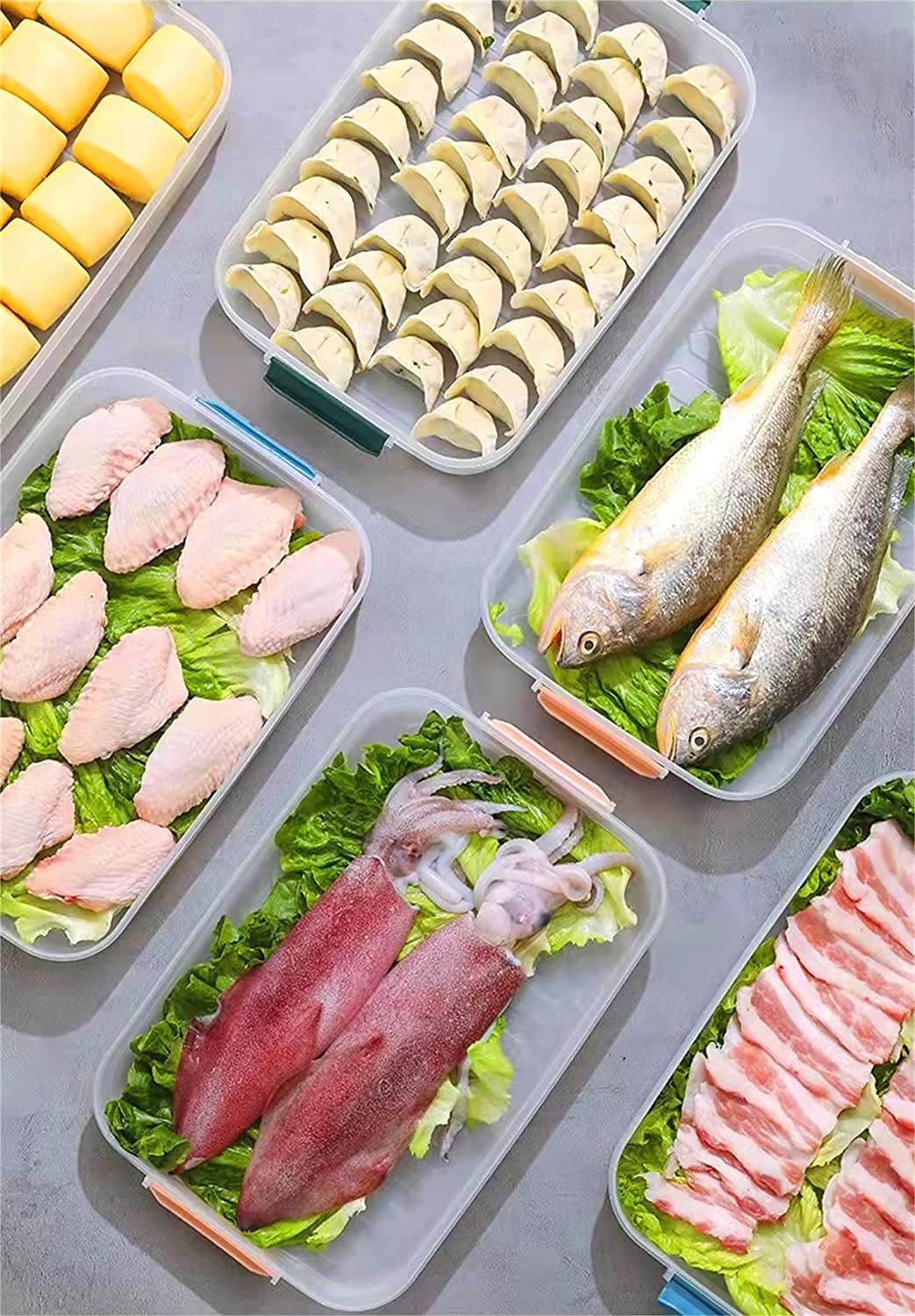 Airtight Plastic Bacon Keeper with Lids - Food Storage Container for Deli Meats, Cold Cuts & Cheese - Refrigerator & Freezer Safe - Low Profile Cookie Holder for Christmas Baking & Meal Prep Organization