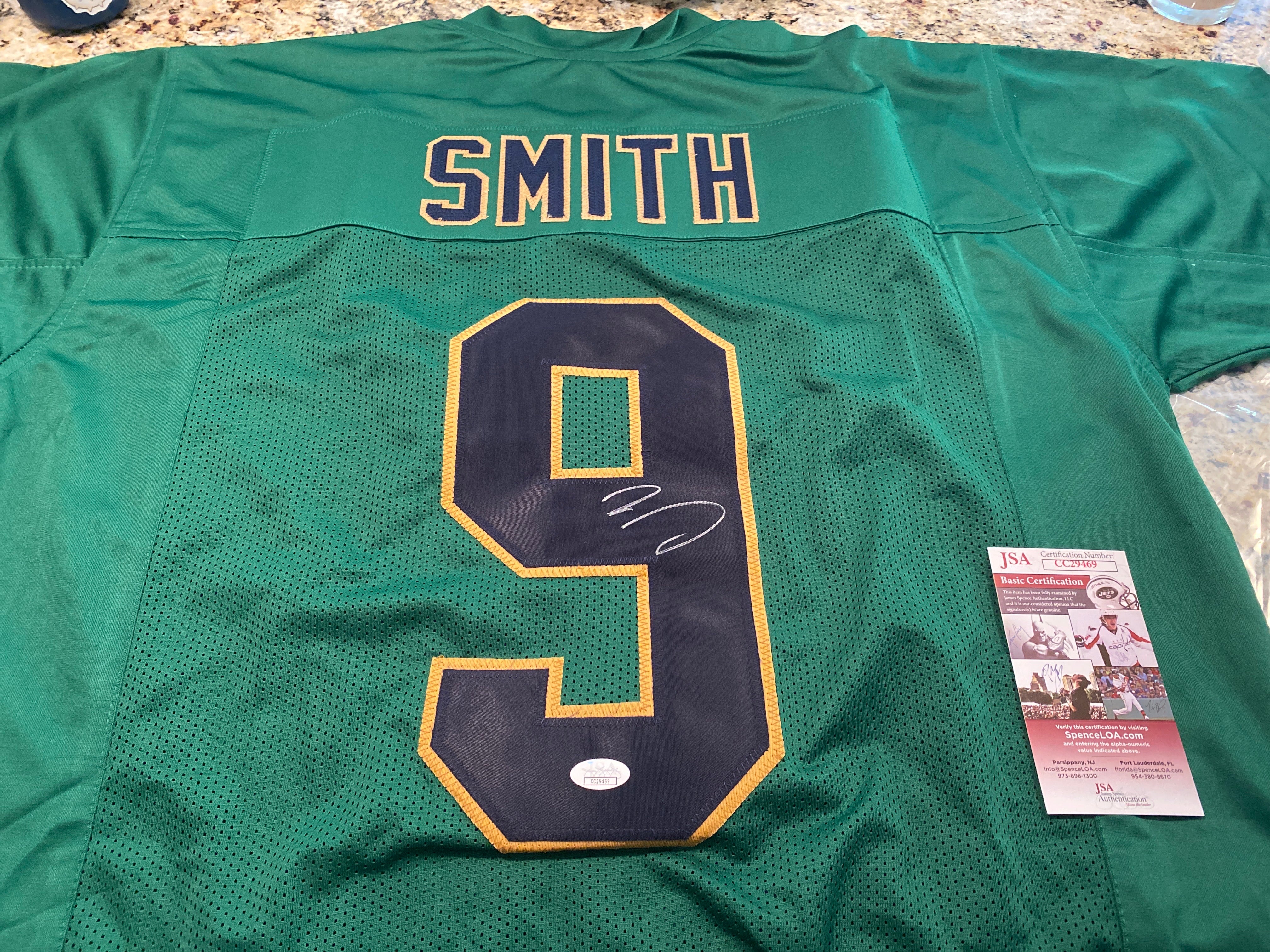 Jaylon Smith Autographed Green Notre Dame Fighting Irish Football Jersey - Authentic Signed Collectible for Fans & Memorabilia Enthusiasts - Perfect for Game Day, Display, or Gift Giving