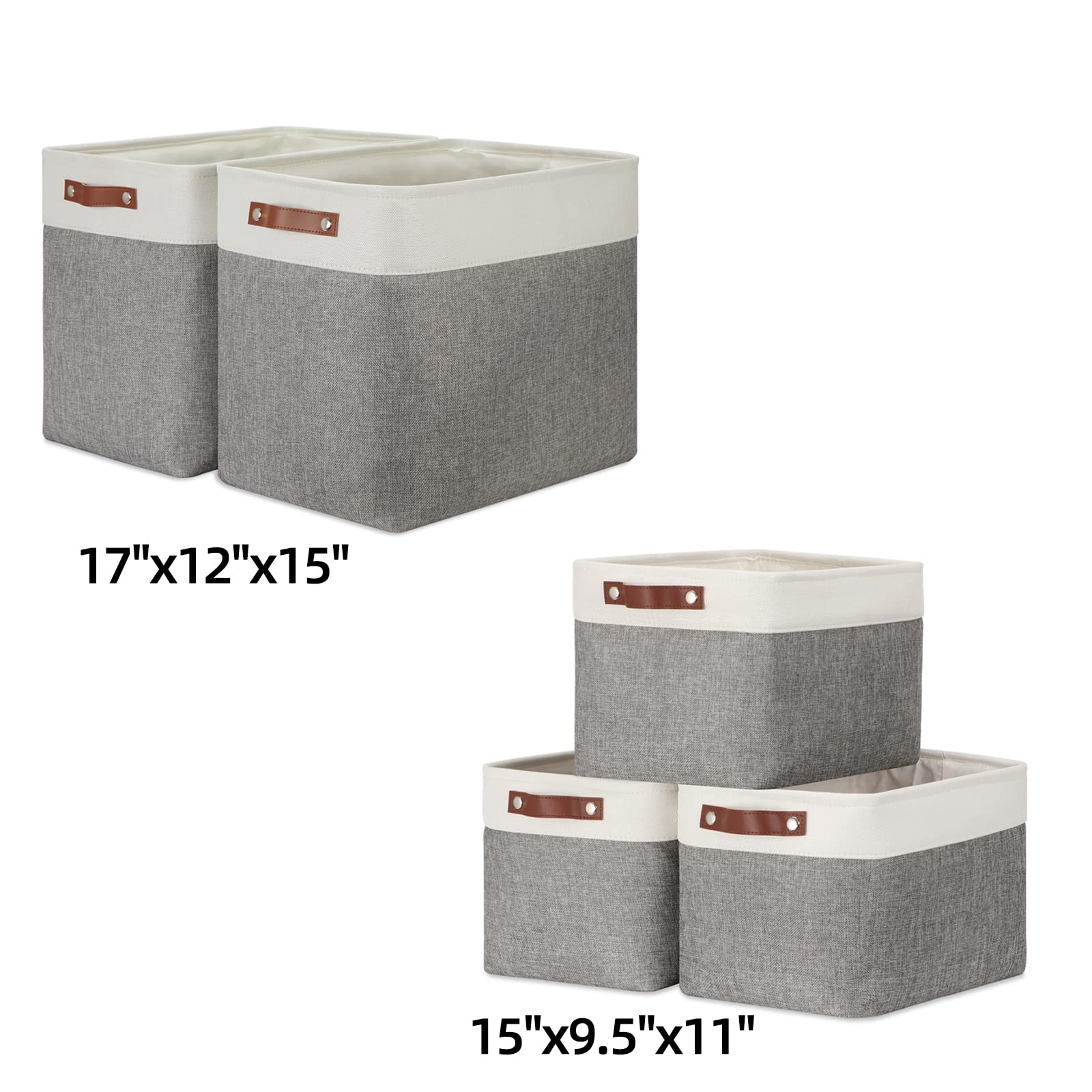 DULLEMELO Collapsible Storage Baskets Set - 2 Large Baskets (17