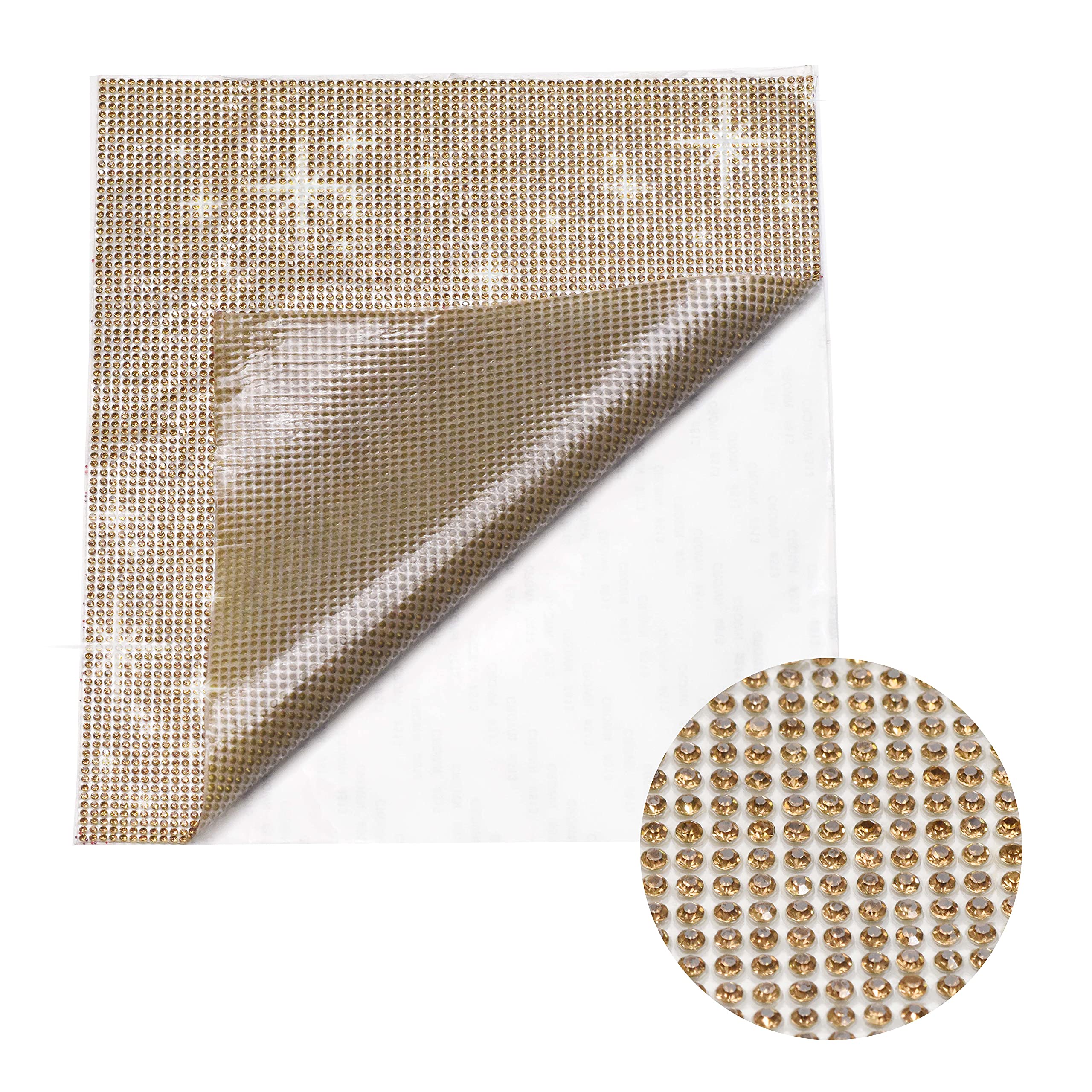Mandala Crafts Champagne Rhinestone Stickers - Self-Adhesive Diamond Gem Sheets for DIY Crafts, Car Decoration, Nail Art & Phone Bling | Premium Rhinestone Wrap Stickers for Sparkling Decor