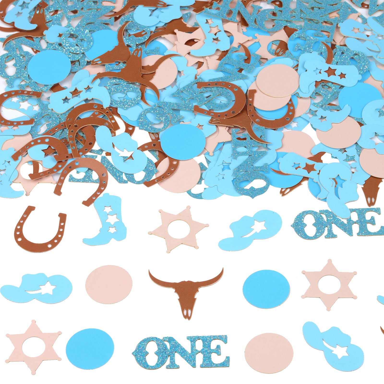 200PCS Western Cowboy Birthday Confetti - First Rodeo Party Decorations for Boys in Blue | 1st Birthday Table Scatter Decor | Perfect for Cowboy Themed Parties, Baby Showers & Western Celebrations