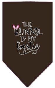 Bunny is My Bestie Screen Print Bandana - Soft Cotton Pet Bandanas in Multiple Colors - Perfect for Dog & Cat Accessories, Pet Parties & Photo Shoots