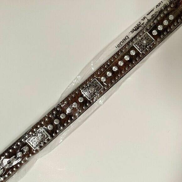 Nocona Western Men's Rhinestone Clear Bar Buckle Belt - Perfect for Rodeo, Country Music Concerts & Cowboy Fashion