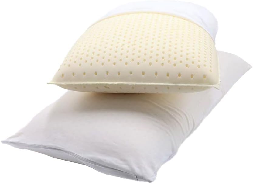 Organic Latex Pillows with Cotton Cover (Standard, Medium, 2-Pack) - GOTS Certified, Hypoallergenic, Neck Pain Relief Pillow for Side, Back & Stomach Sleepers | Ideal for Home, Office & Travel Use