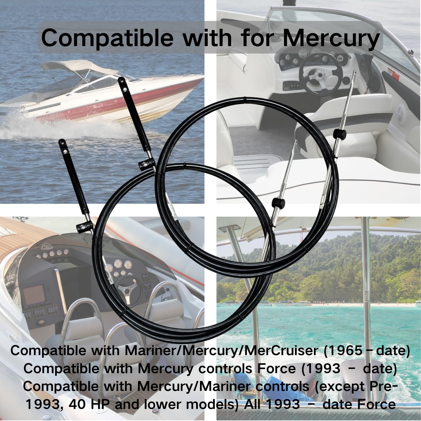 Mercury Outboard Engine Remote Control 33c GEN I Throttle & Shift Cables - 10FT Replacement Parts for Smooth Boat Operation - Perfect for Marine Maintenance & Watercraft Repair