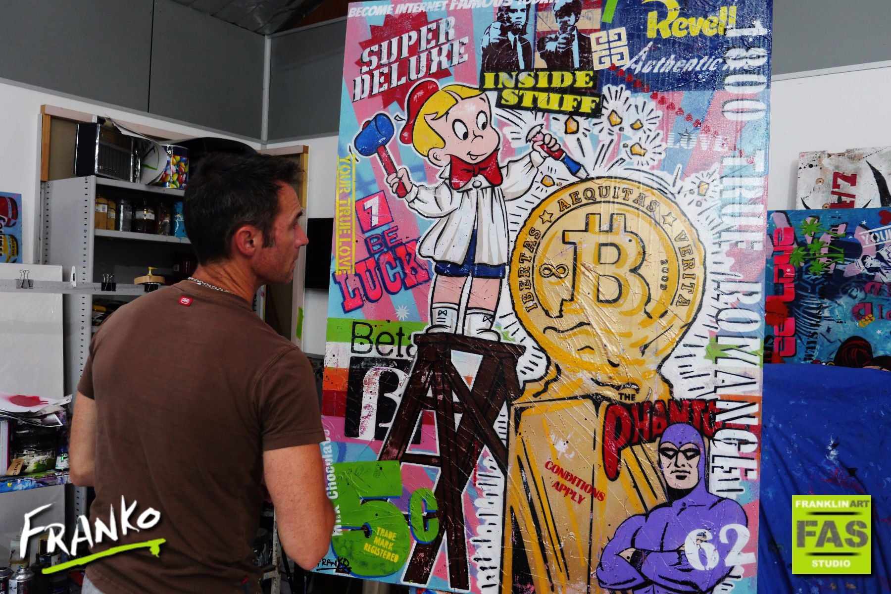 Bit By Bit 140cm x 100cm Richie Rich Bitcoin Art Print - Crypto Wall Decor for Home Office & Man Cave - Unique Digital Currency Gift for Bitcoin Enthusiasts