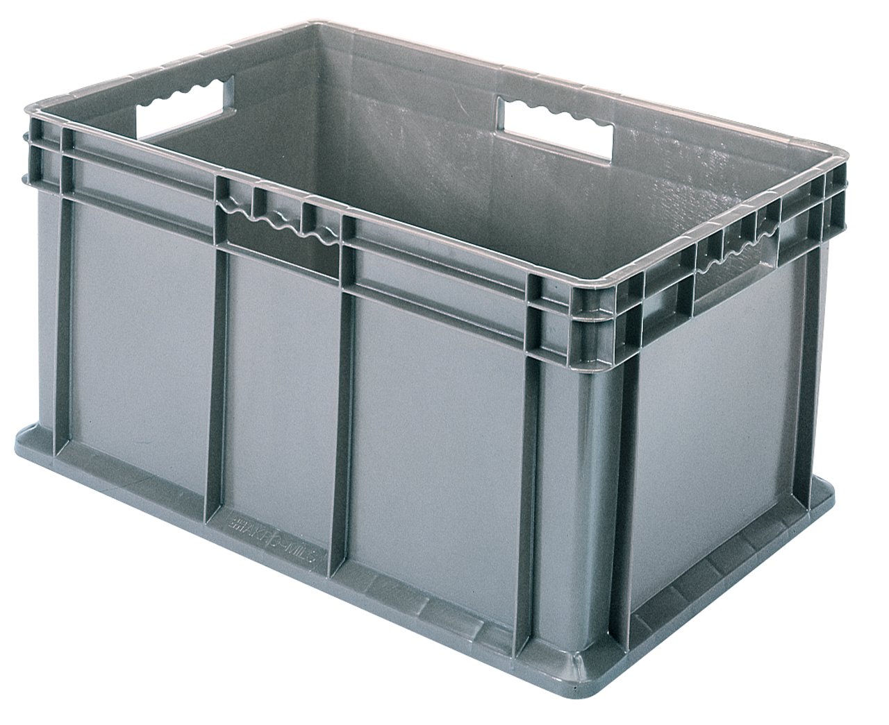 Akro-Mils 37686 24x16x16 Inch Heavy Duty Plastic Storage Tote with Solid Walls & Base - Gray Stackable Bins (2-Pack) for Warehouse, Garage & Home Organization