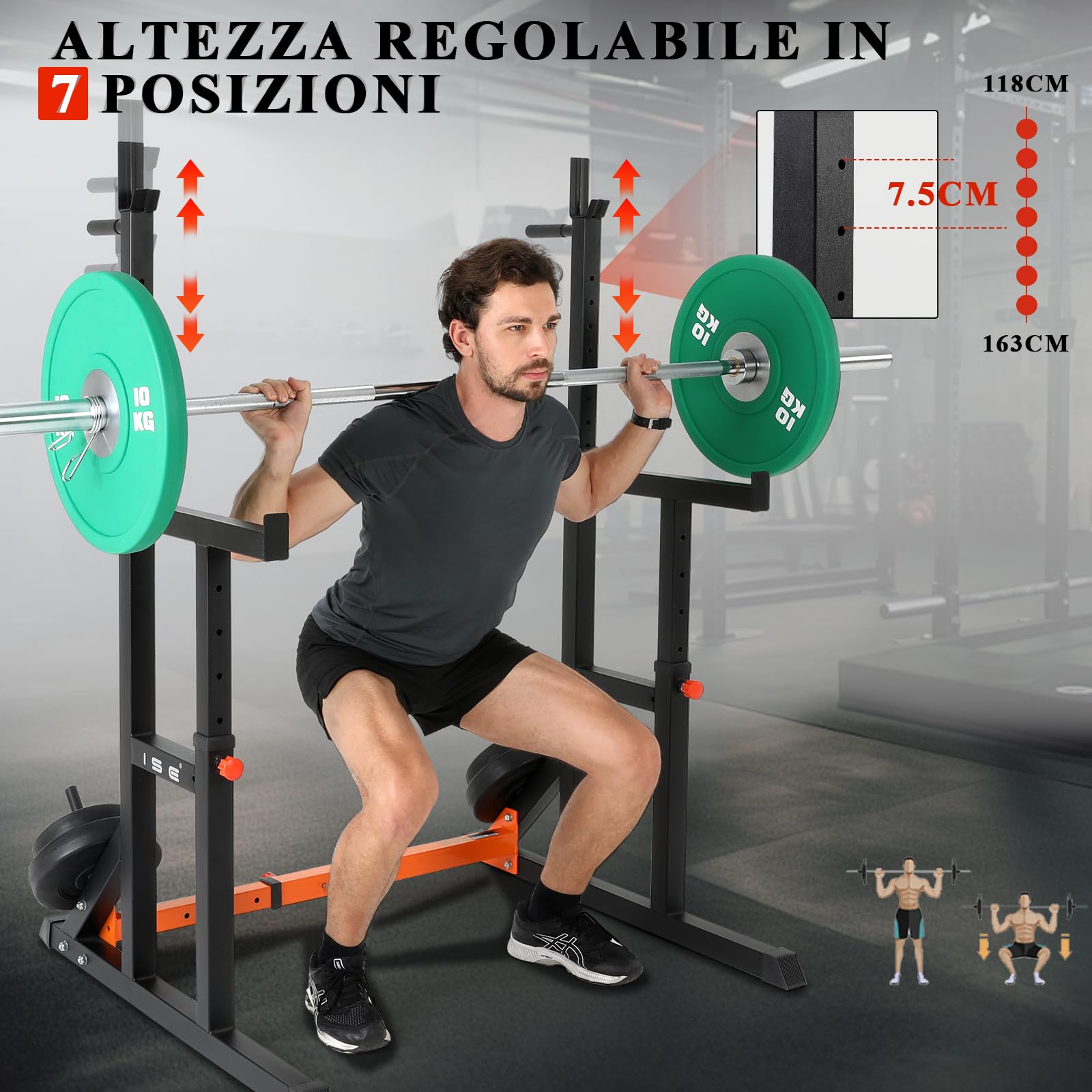 Adjustable Home Gym Squat Rack with Olympic Bar Holder - Multifunctional Power Cage for Weightlifting, Squats & Bench Press - Heavy Duty Steel Construction Supports 200KG - Perfect for Home Workouts & Strength Training
