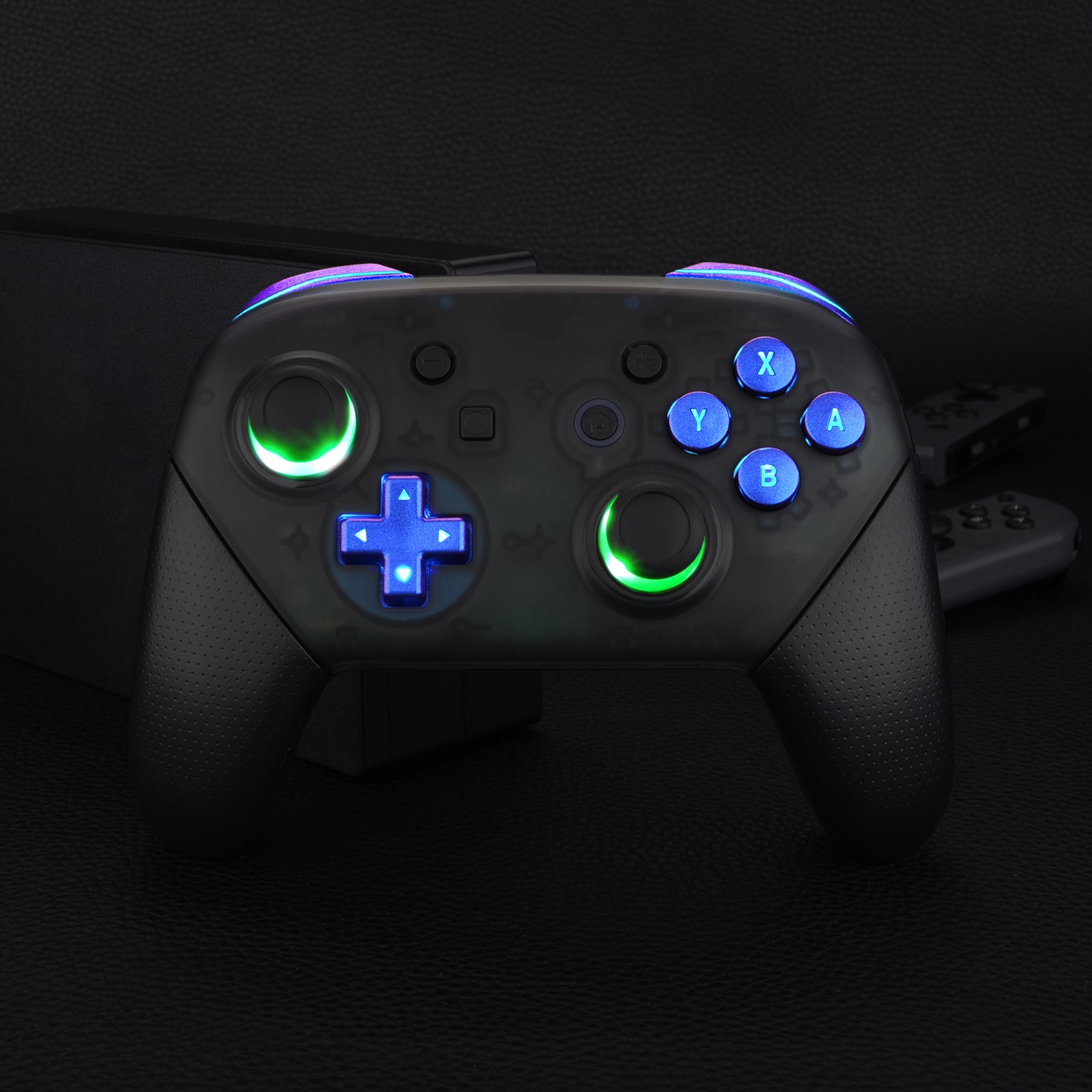 eXtremeRate Chameleon Purple Blue LED Thumbsticks & Buttons Kit for Nintendo Switch Pro Controller - 9 Color Modes, 6 Lighting Zones, DIY Customizable Controls (NSLED020) | Enhance Gaming Experience with Dynamic RGB Lighting