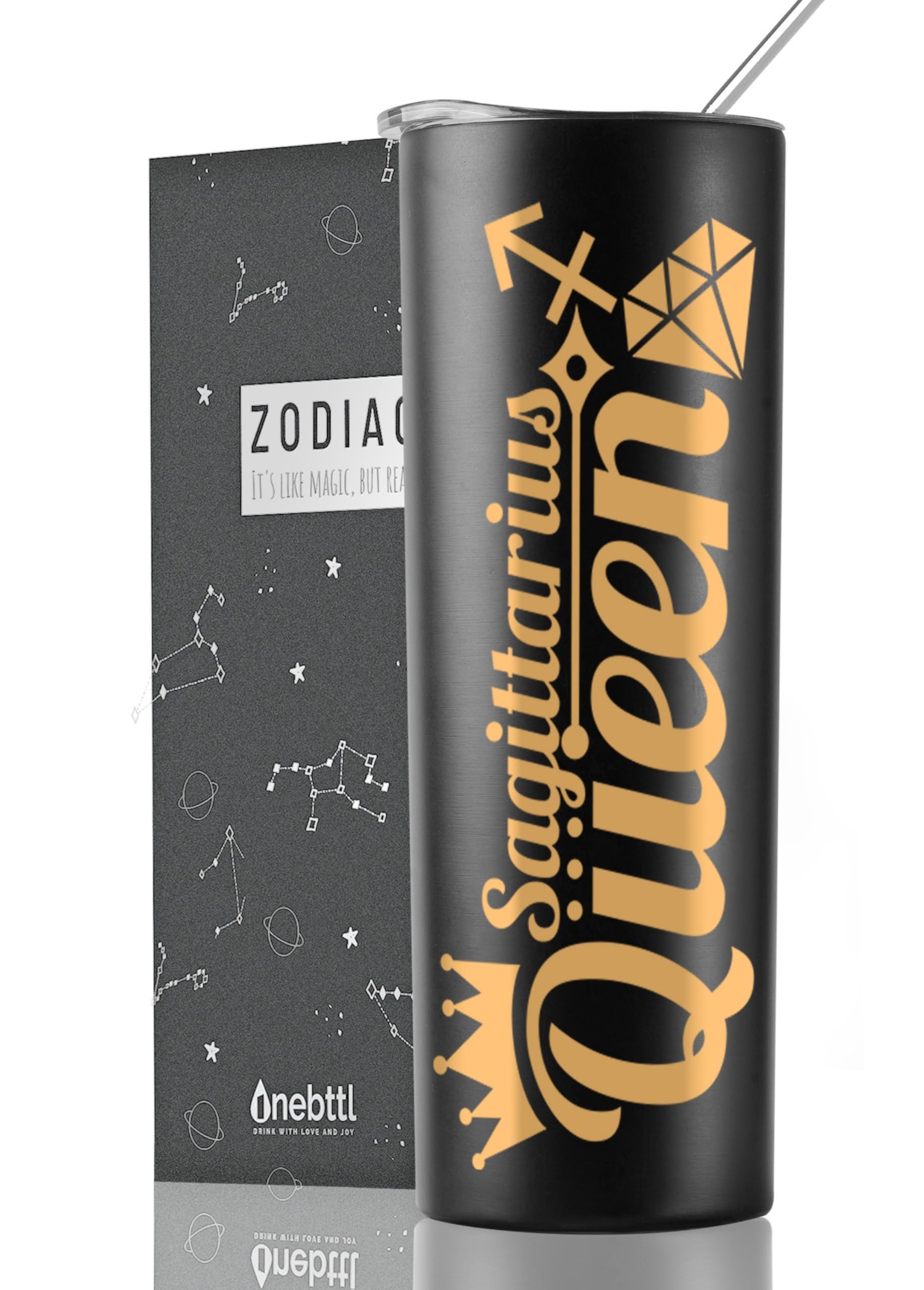 Onebttl Zodiac Gifts for Women - Best Friend Birthday Gifts for Her - 20oz Stainless Steel Tumbler with Printed Sagittarius Logo - Perfect for Coffee, Tea & Office Use